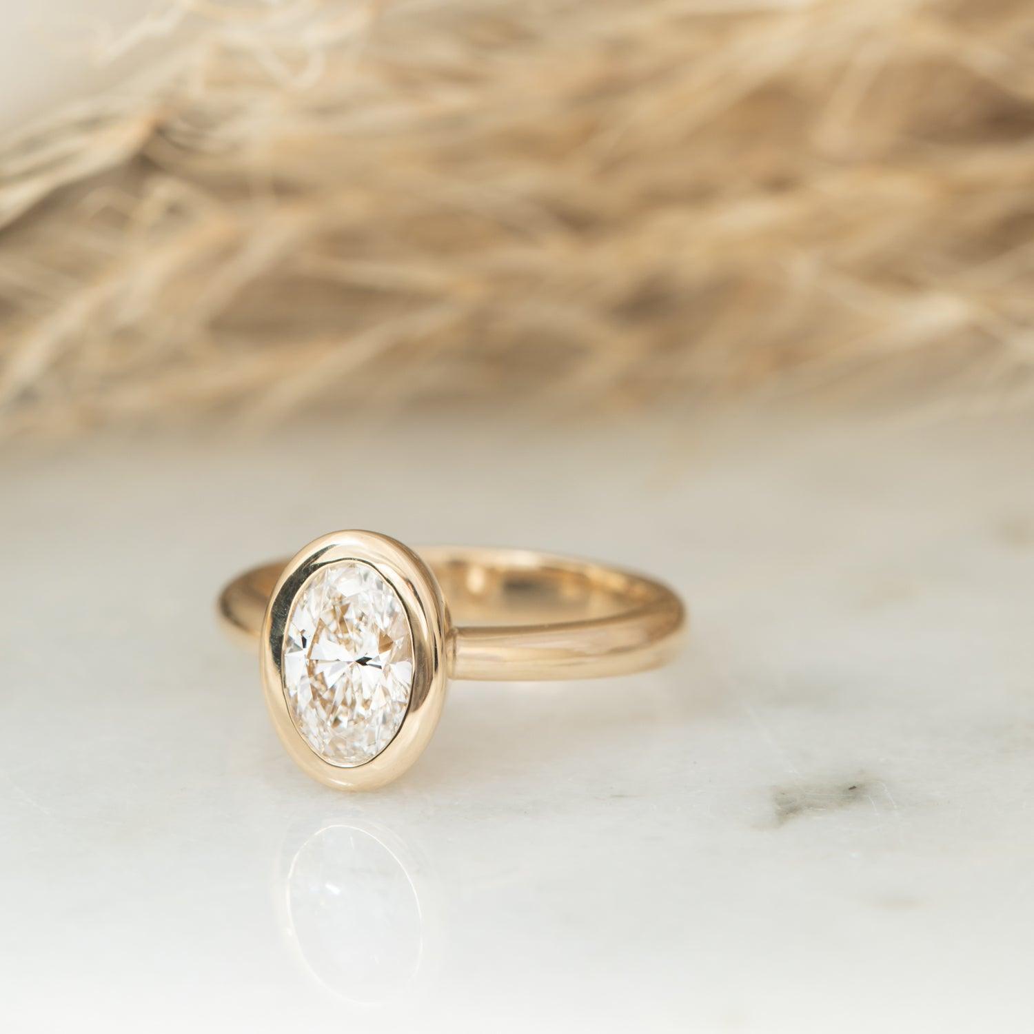 Yevheniia Oval Diamond Ring - 14K Gold Solitaire Engagement Ring for Women | Perfect for Proposals, Weddings & Anniversary Gifts