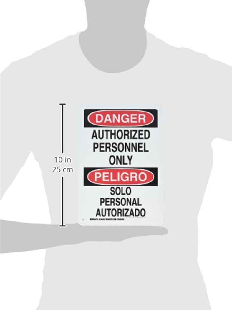 Brady 124044 Bilingual Safety Sign - 'Authorized Personnel Only/Solo Personal Autorizado' - 10