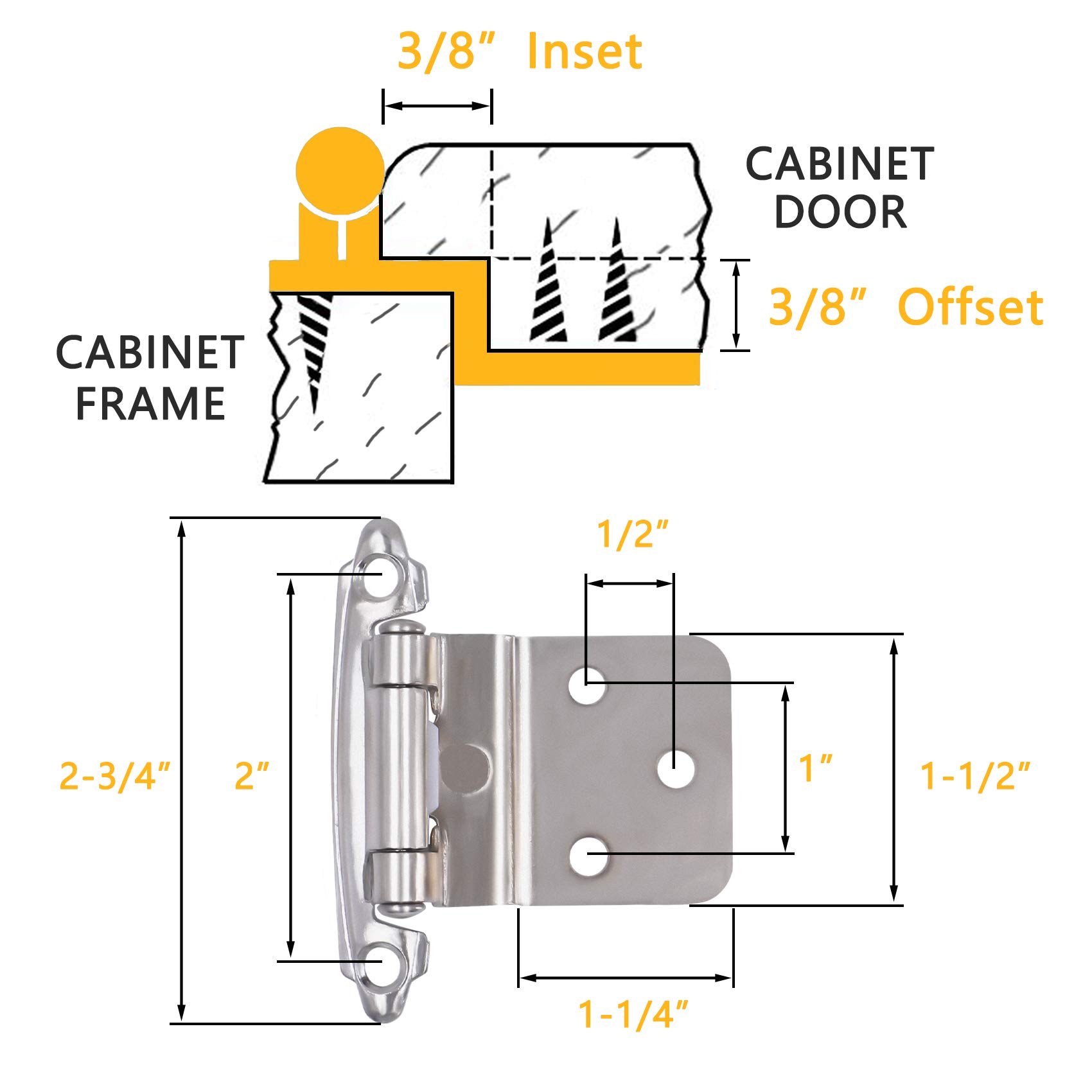 32 PCS Self-Closing Satin Nickel 3/8