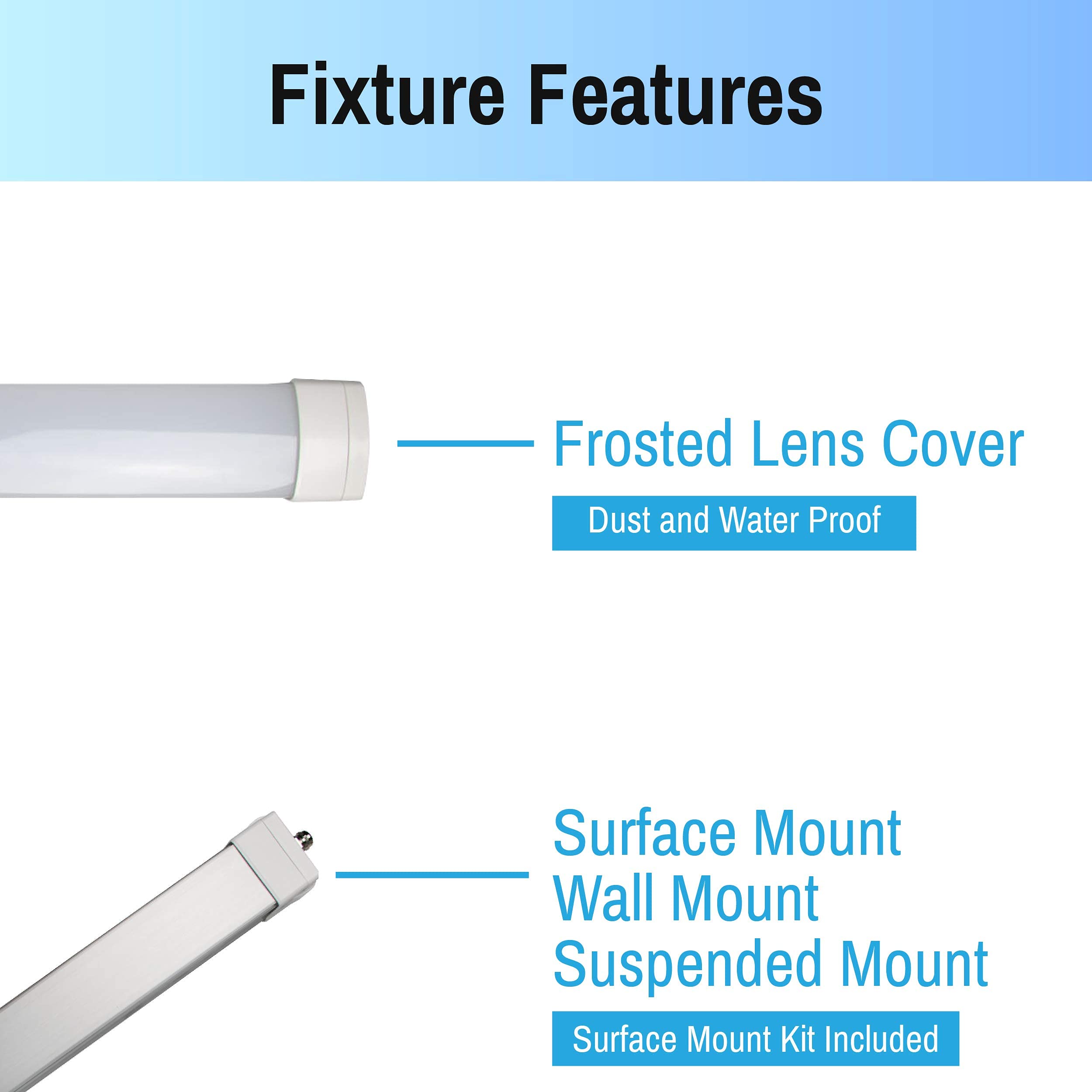 4ft LED Vapor Tight Light Fixture - Waterproof Wet Location Shop Light for Outdoor, Cold Storage, Freezer, Garage - Durable Surface Mount LED Lighting with Instant On - Perfect for Walk-in Coolers, Warehouse & Industrial Areas