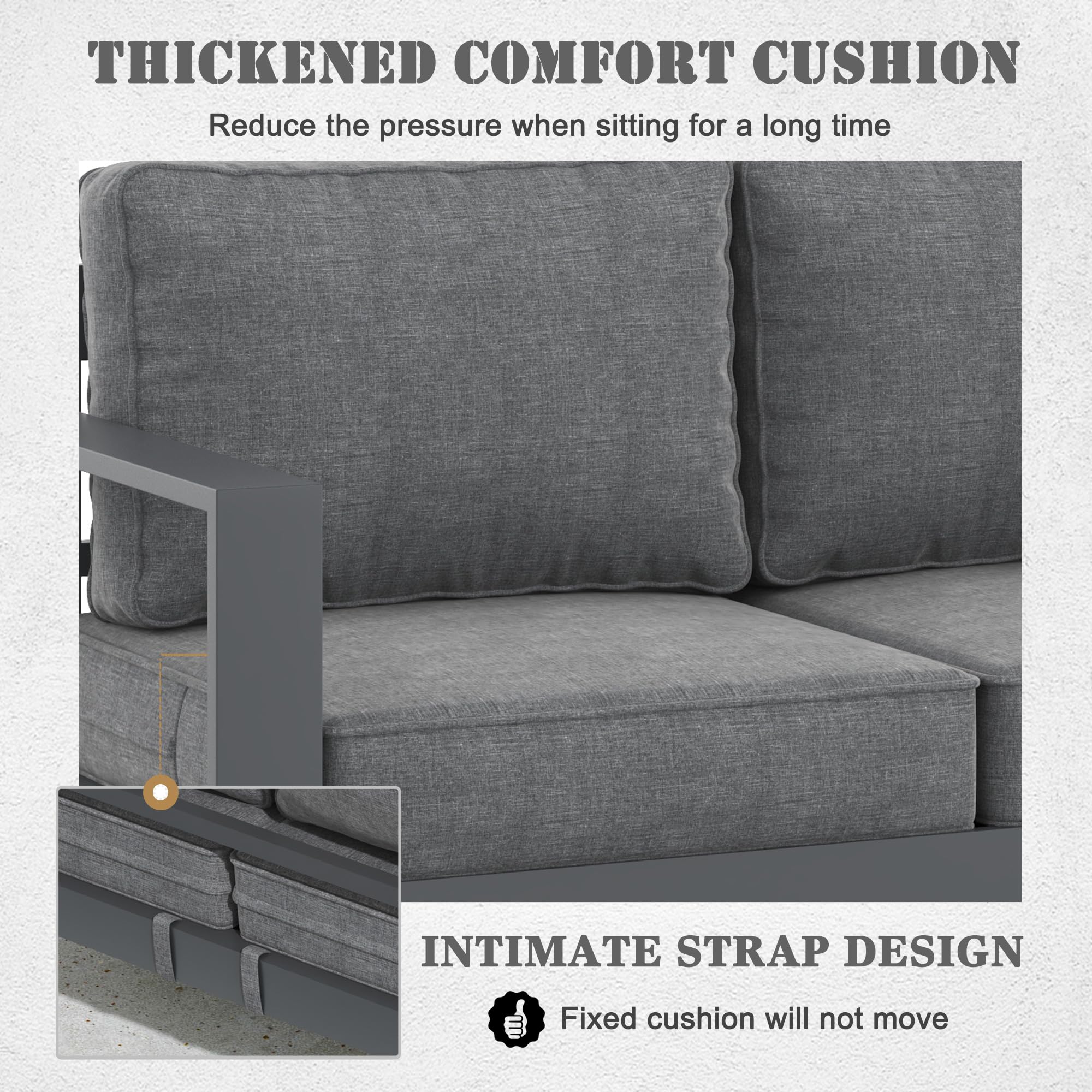Modern 4-Piece Aluminum Patio Set - Outdoor Sectional Sofa & Coffee Table for Garden Relaxation