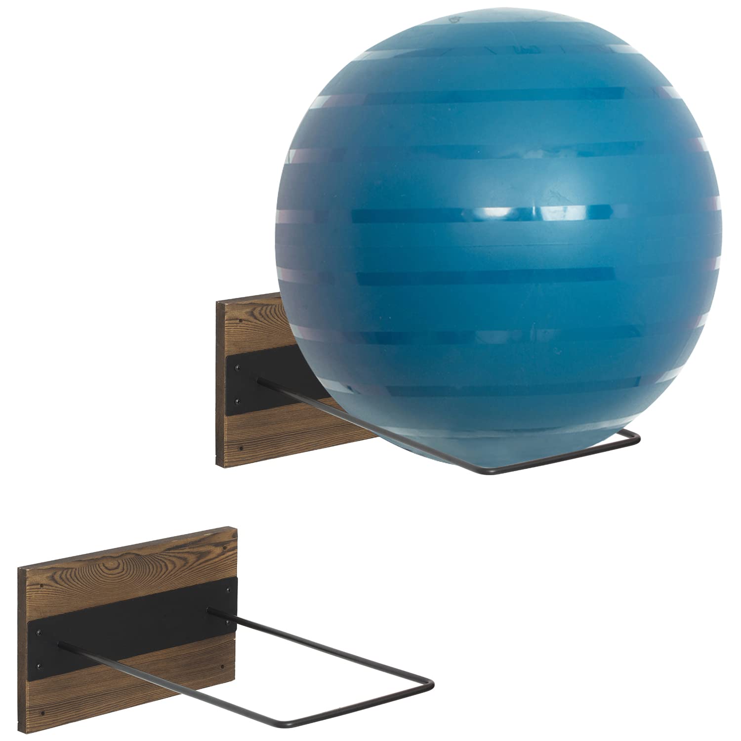 Premium Set of 2 Wall-Mounted Exercise Ball Holders - 16
