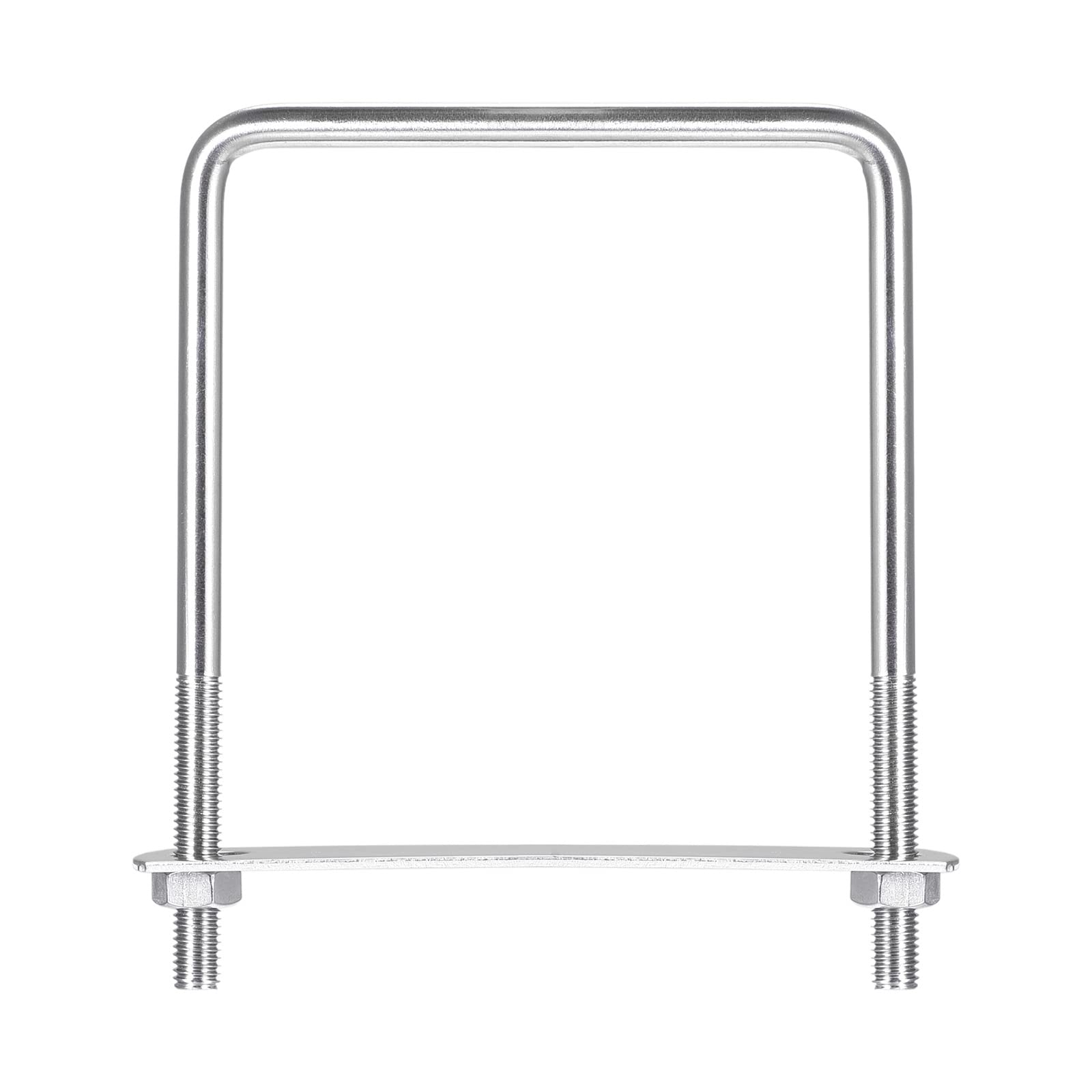 304 Stainless Steel U-Bolts - 3 Pack M8 Square U-Clamps with Nuts & Plates, 4.02