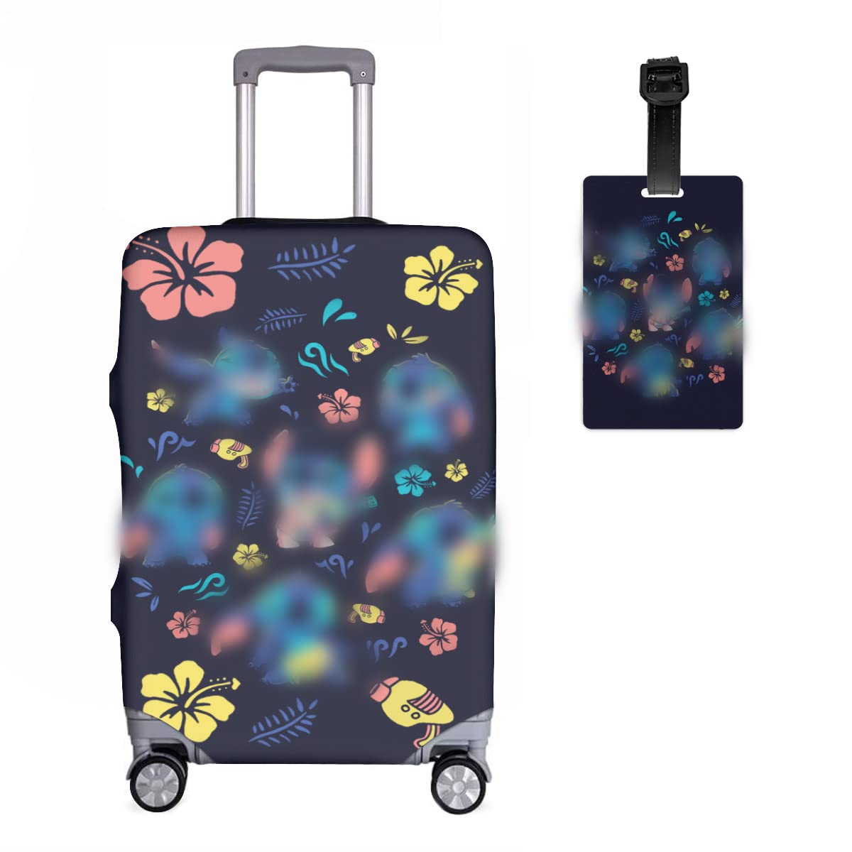 Anime Luggage Protector with Luggage Tag - Kawaii Anti-Scratch Suitcase Cover for Women & Men - Fits 18-32 Inch Travel Luggage (XL) - Perfect for Airplane, Train & Vacation Trips