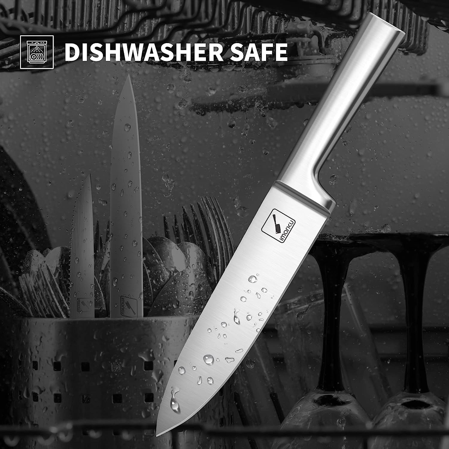 IMARKU 15-Piece Japanese High Carbon Stainless Steel Knife Set - Ultra Sharp Professional Chef Knives with Block for Kitchen | Dishwasher Safe & Well Balanced | Perfect for Home Cooking, Restaurant Use & Culinary Gifts