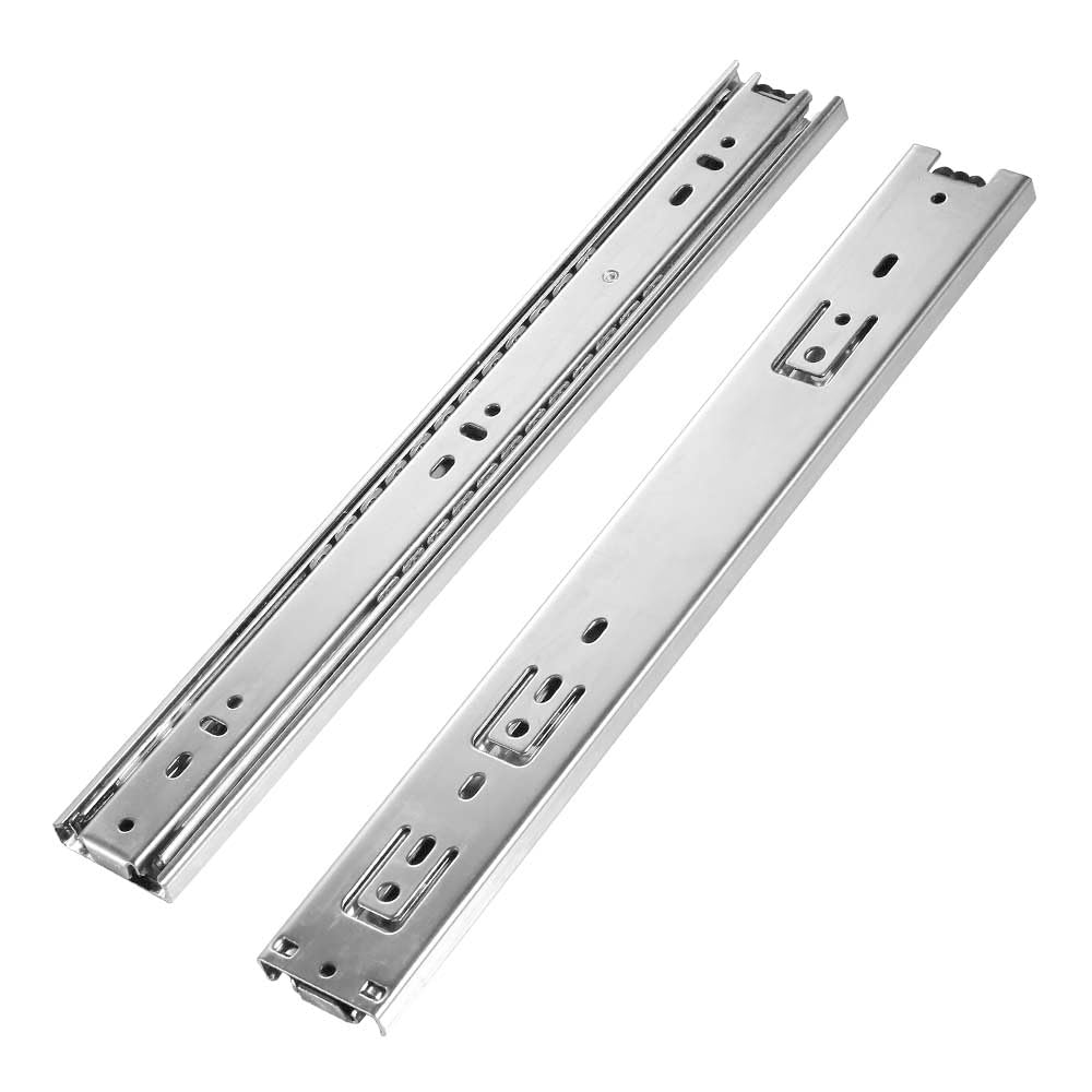 AOLISHENG 5-Pair Full Extension Drawer Slides - 8/10/12/14/16/18/20/22/24 Inch Heavy Duty Ball Bearing Side Mount Rails - 100 LB Load Capacity - Silver Metal Glides for Dressers, File Cabinets, Kitchen Drawers & Trash Cans