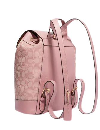 Coach Dempsey Drawstring Backpack - Signature Jacquard Fabric with Coach Patch & Striped Design - Perfect for School, Travel & Everyday Use