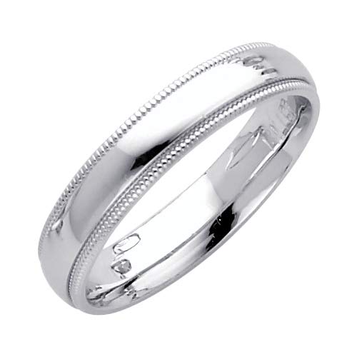 14K White Gold 4mm Milligrain Comfort Fit Wedding Band Ring for Women - Size 4-12 - Elegant Bridal Jewelry Gift for Anniversary, Engagement & Everyday Wear