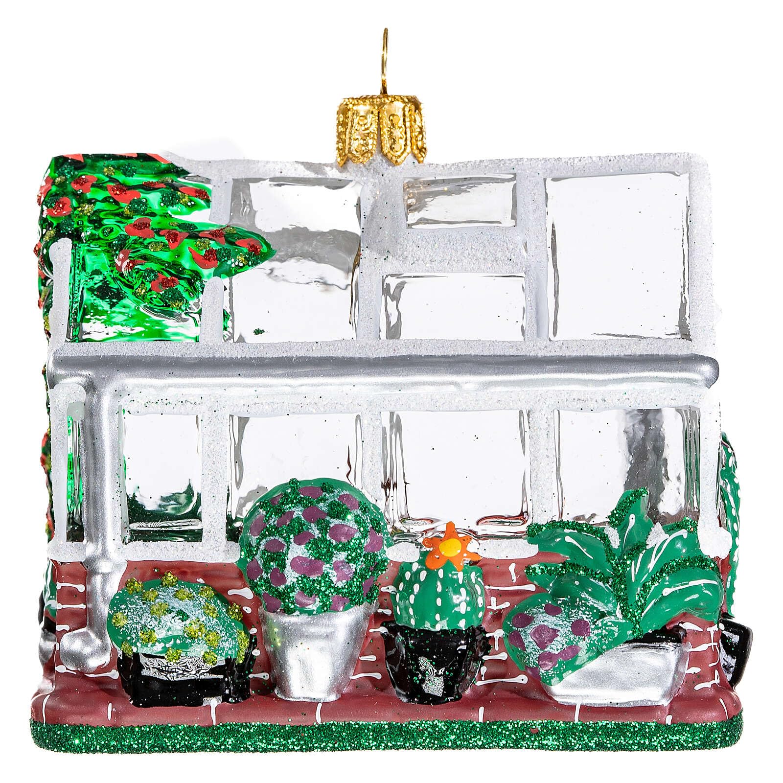 Handmade Blown Glass Christmas Ornament with Greenhouse Design - Perfect for Holiday Tree Decorations, Gift Giving & Festive Home Decor