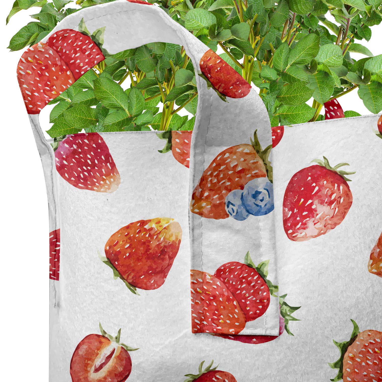 Ambesonne 5-Pack Watercolor Grow Bags - Heavy Duty Fabric Plant Pots with Handles for Strawberries, Blueberries & Herbs | 5 Gallon Slate Blue Vermilion | Perfect for Indoor Gardening, Balcony Plants & Urban Farming