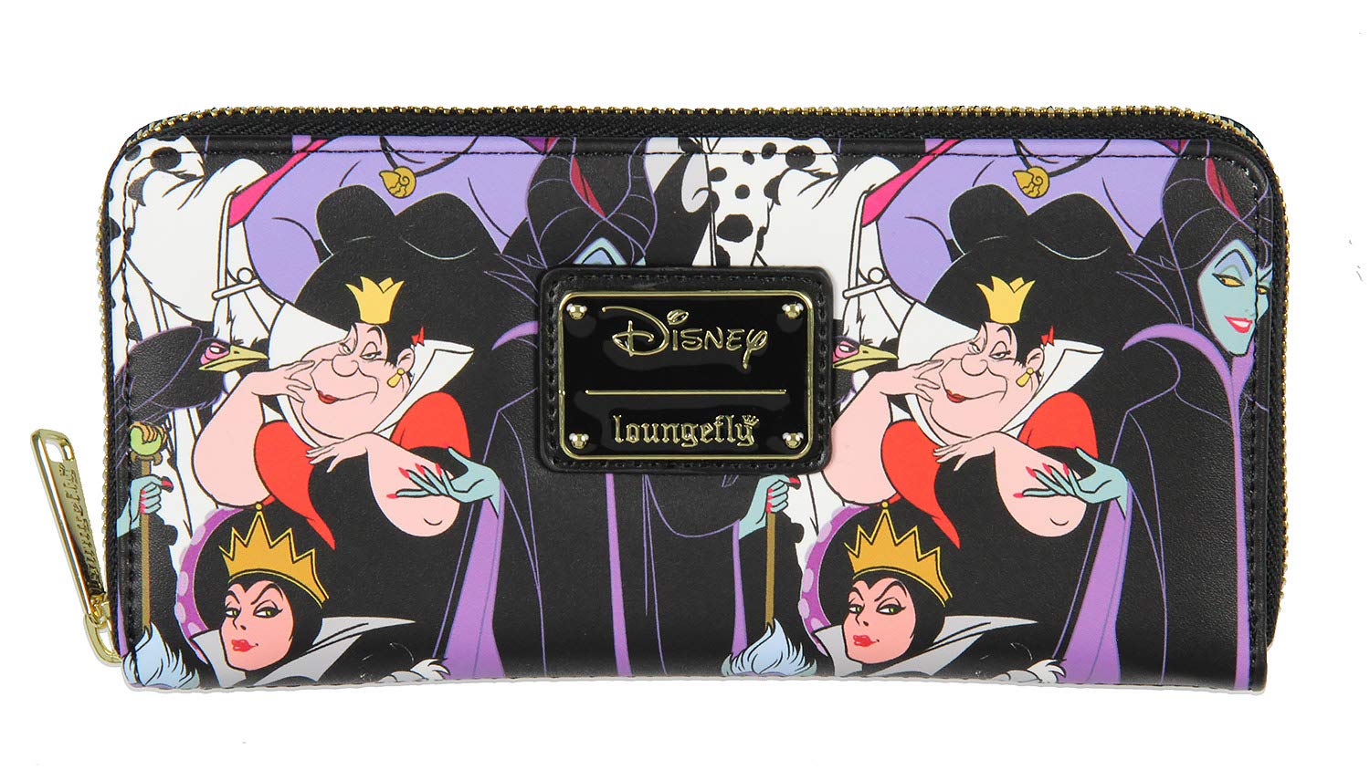 Disney Villains Allover Print Zip Around Wallet - Stylish & Compact Loungefly Wallet for Women - Perfect for Theme Parks, Cosplay & Everyday Use