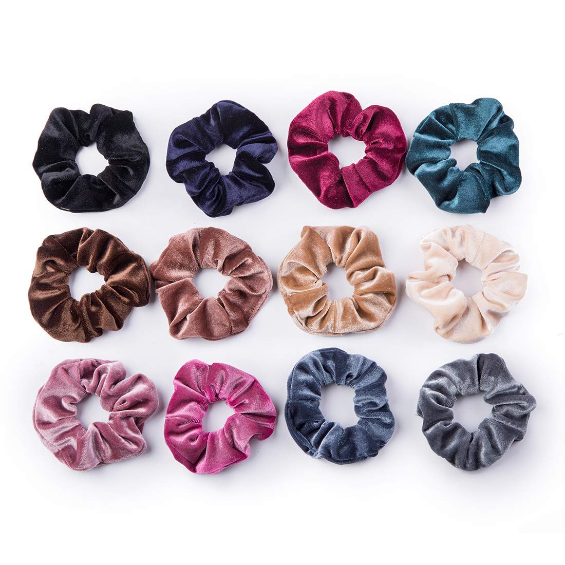 ALIBA COLLECTION 12 Pcs Velvet Scrunchies Hair Ties - Soft Elastic Flannel Hair Bands for Women, Gentle No-Slip Hair Accessories (Perfect for Workouts, Office, and Everyday Styling)