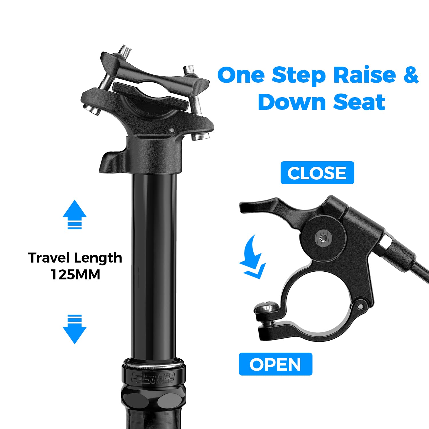**27.2/30.9/31.6mm Bike Dropper Post - 440mm Length, 125mm Travel, 1500mm Remote for MTB & Trail Bikes - Compatible with Internal & External Cables**    *(Perfect for Mountain Biking, Trail Riding & Off-Road Adventures)*