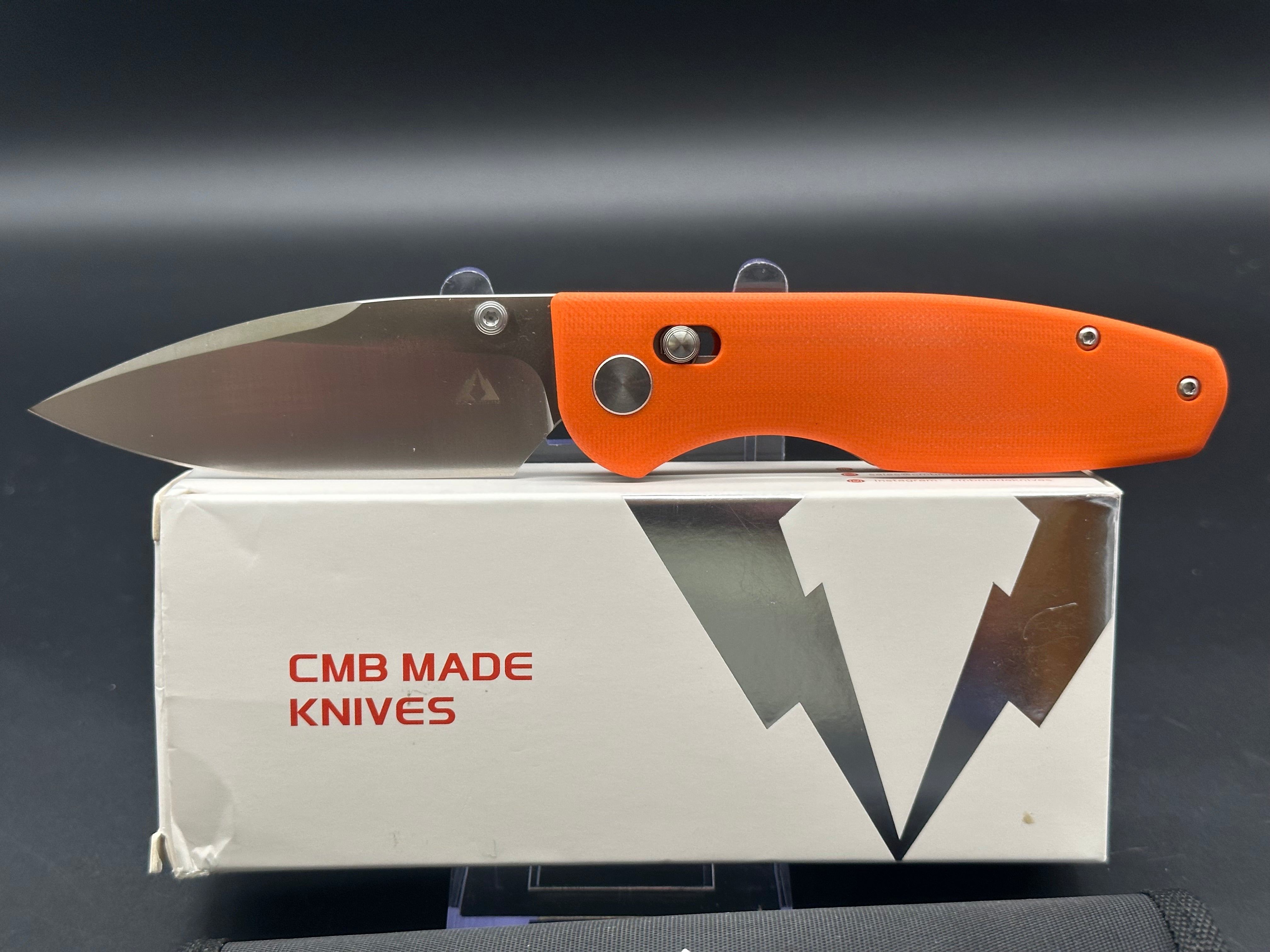CMB Predator Orange G10 Folding Knife with D2 Steel Blade - Perfect for Outdoor Camping, Hunting, and Survival Adventures