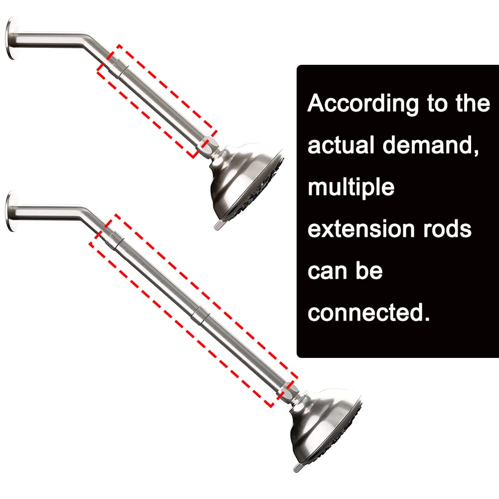 Joywayus 5 Inch Stainless Steel Shower Head Extender - Adjustable Shower Arm Extension for Lower Shower Head | Bathroom Shower Accessory for Tall People & Kids | Perfect for Spa-Like Experience & Handicap Accessibility