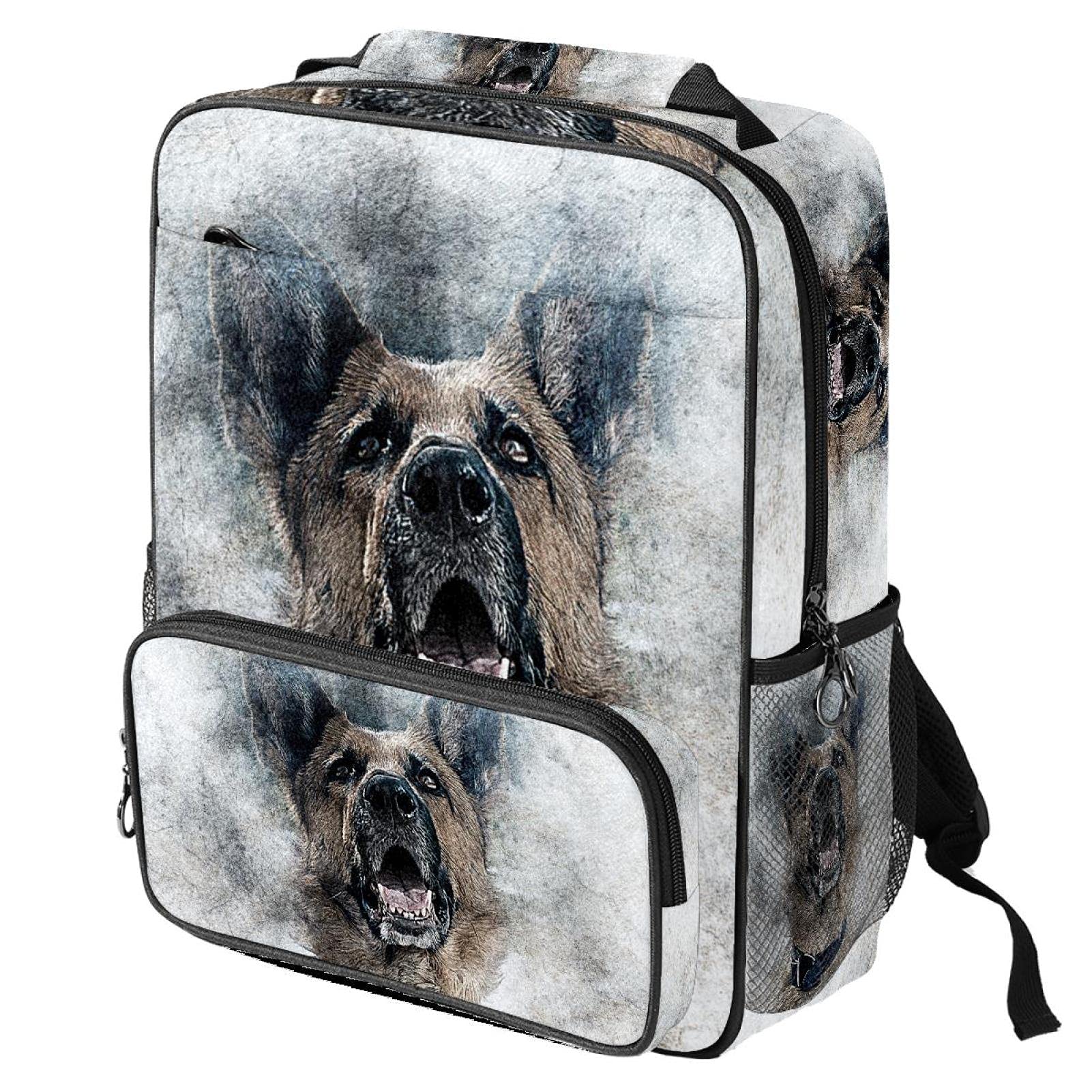 LORVIES German Shepherd Dog Art Painting Backpack - Stylish School Bookbag for Students & Women, Durable Travel Daypack for Hiking, Camping & Outdoor Adventures | Perfect Gift for Dog Lovers