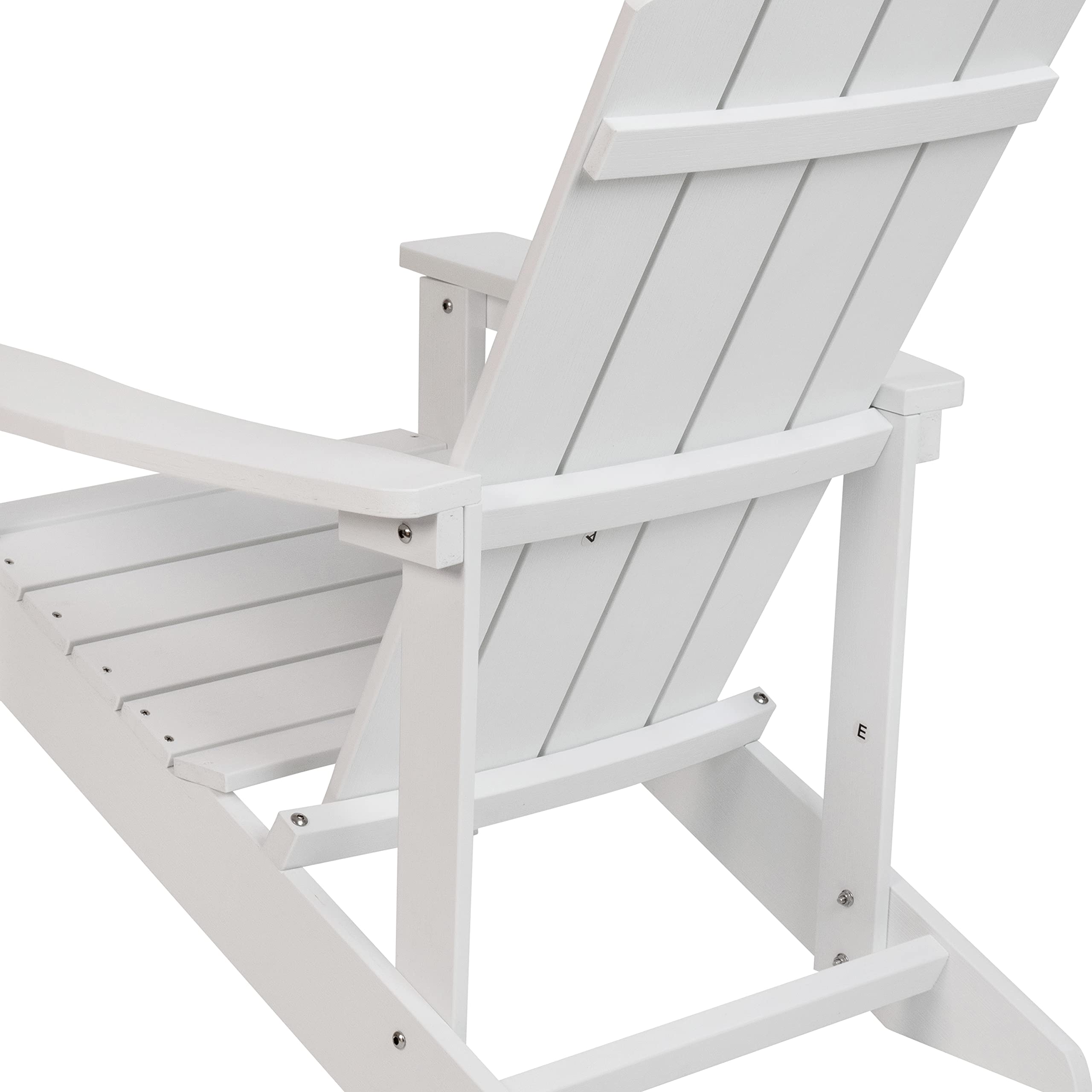 Flash Furniture Charlestown Commercial Grade Indoor/Outdoor Adirondack Chair - Weather Resistant Durable Poly Resin Deck & Patio Seating in White - Perfect for Backyard, Garden, Poolside & Beach Relaxation