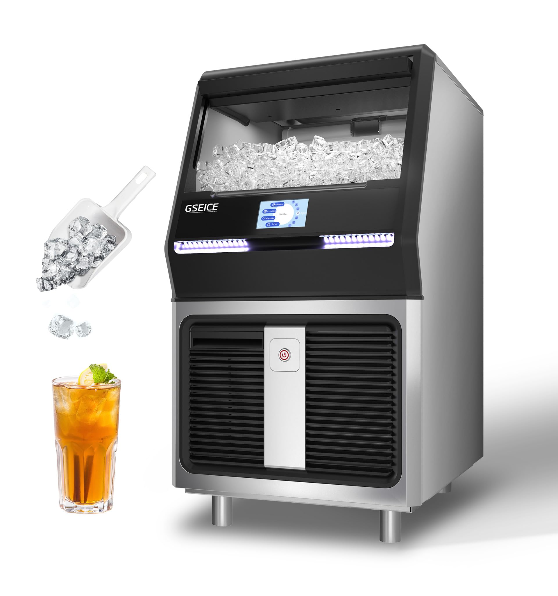 Commercial Ice Maker Machine 150LBS/24H with 45LBS Storage Bin - 4.3