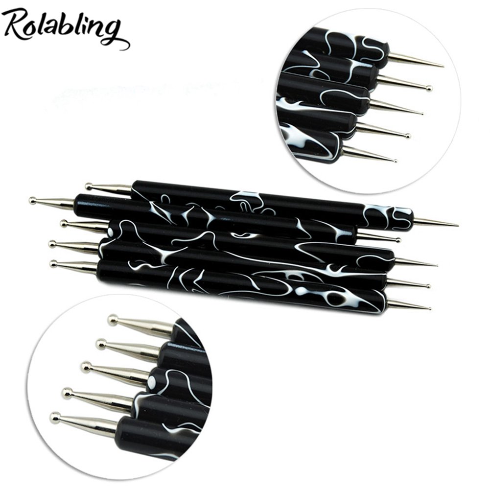 5Pcs Double-ended Nail Art Dotting Pens & 3Pcs Nail Art Drawing Brushes Set - Professional Nail Design Tools for Gel Polish, Acrylic Nails, DIY Manicure at Home or Salon