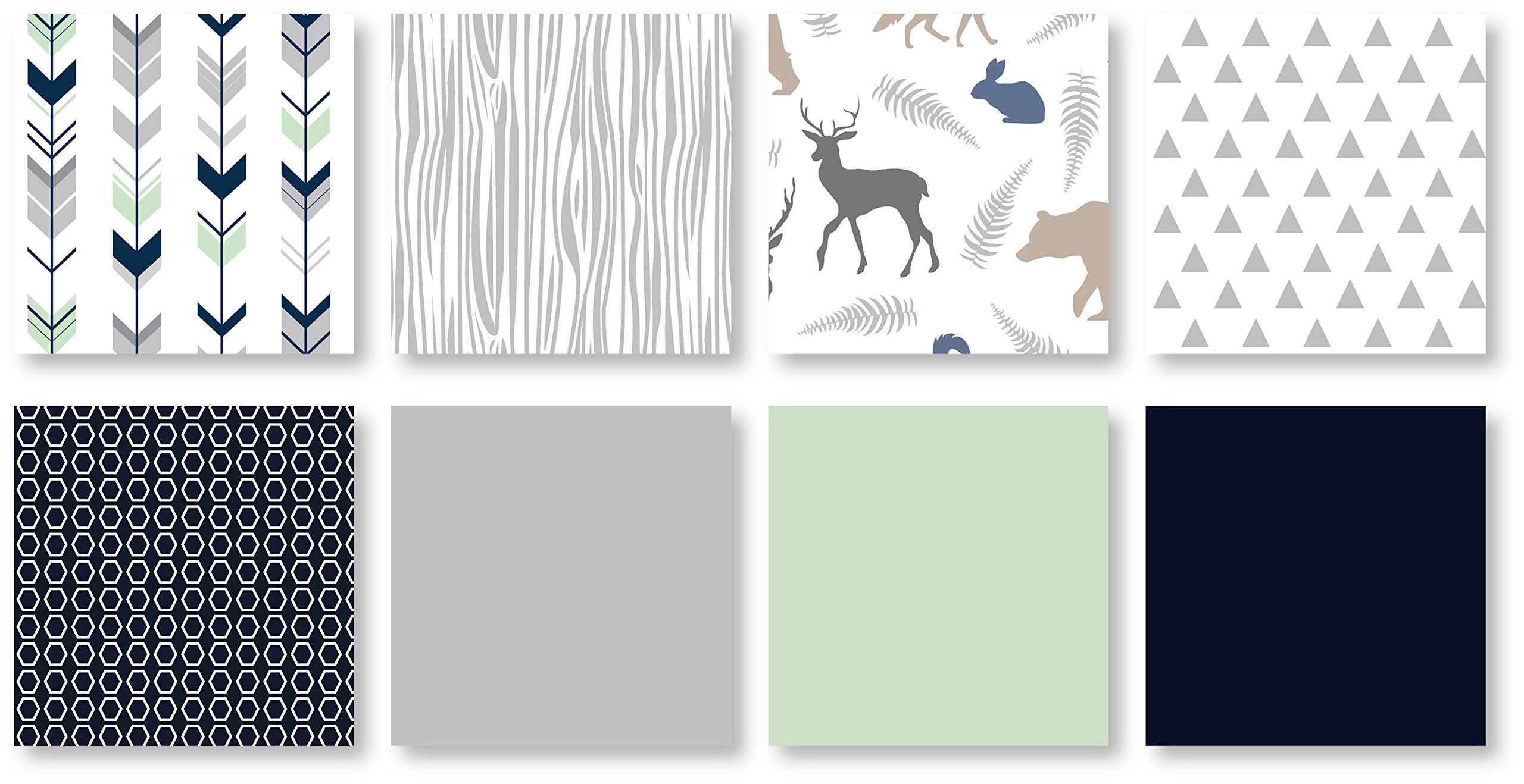 Sweet Jojo Designs Navy Blue, Mint & Grey Woodsy Deer Girls 3-Piece Full/Queen Bedding Set - Cozy & Stylish Bedroom Decor for Kids & Teens