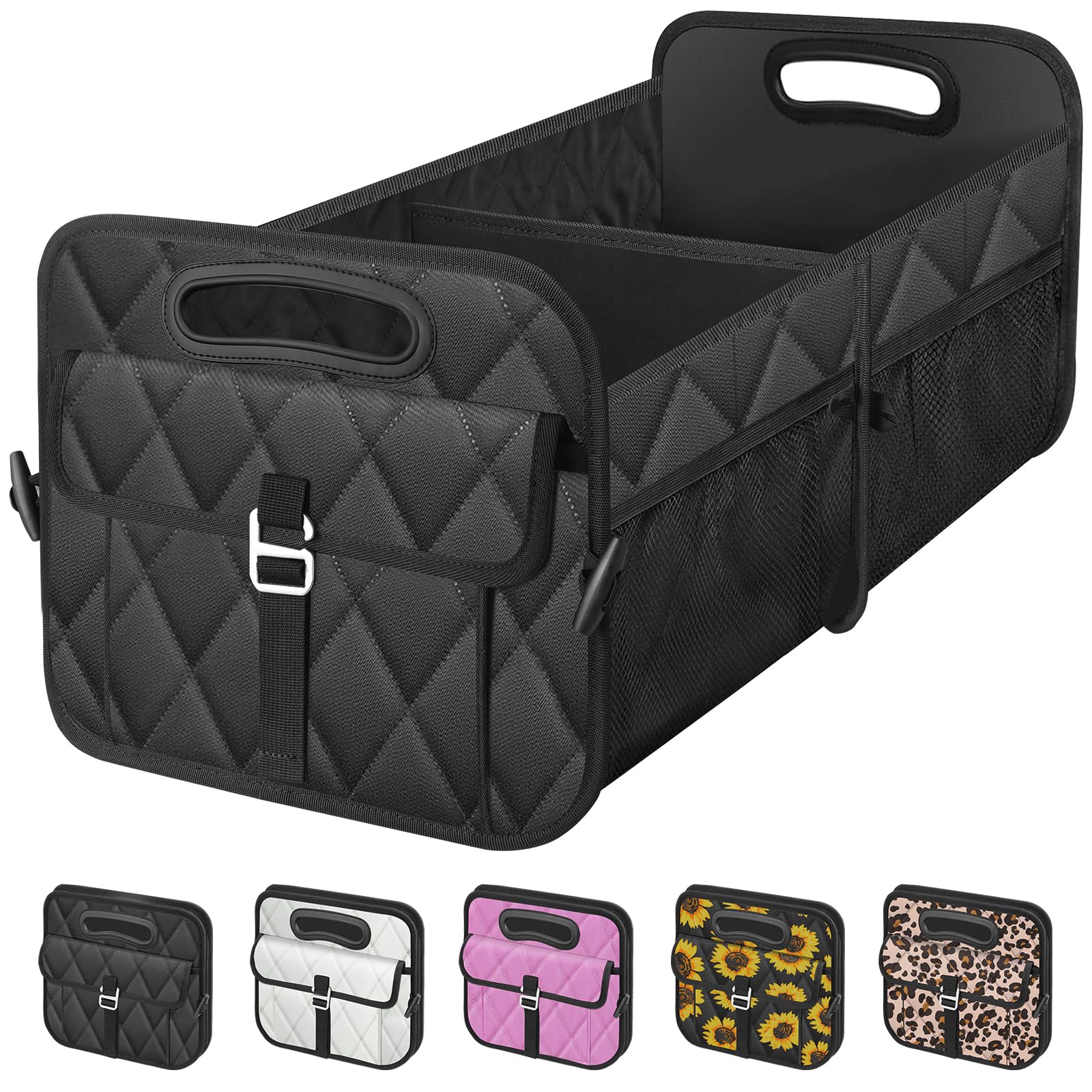Collapsible Car Trunk Organizer - Portable SUV Storage Bag for Women & Men - Fits Any Car, SUV, Mini-Van - Black | Perfect for Road Trips, Grocery Shopping & Travel Accessories