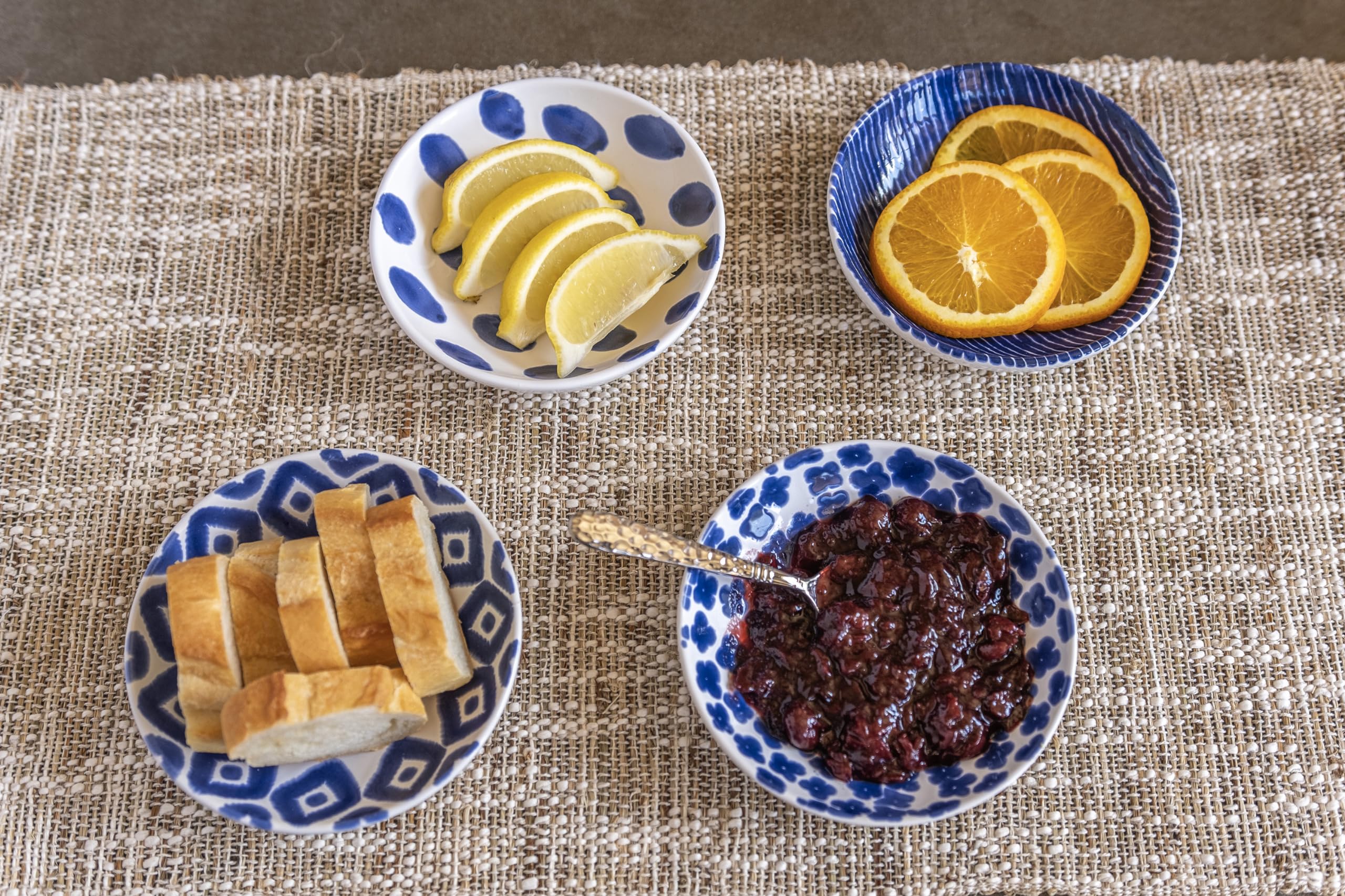 Vietri Viva Santorini Ceramic Condiment Bowls Set of 4 - 5.75 Inch Blue Handmade Italian Sauce & Spice Dishes for Dips, Nuts, Snacks - Perfect for Entertaining, Dinner Parties & Mediterranean Style Dining