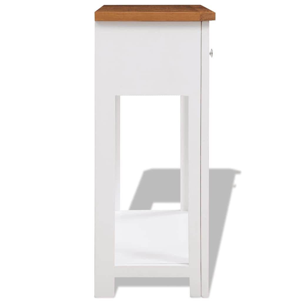 Modern Solid Oak Wood Console Table with 2 Drawers & Shelf - 32.7