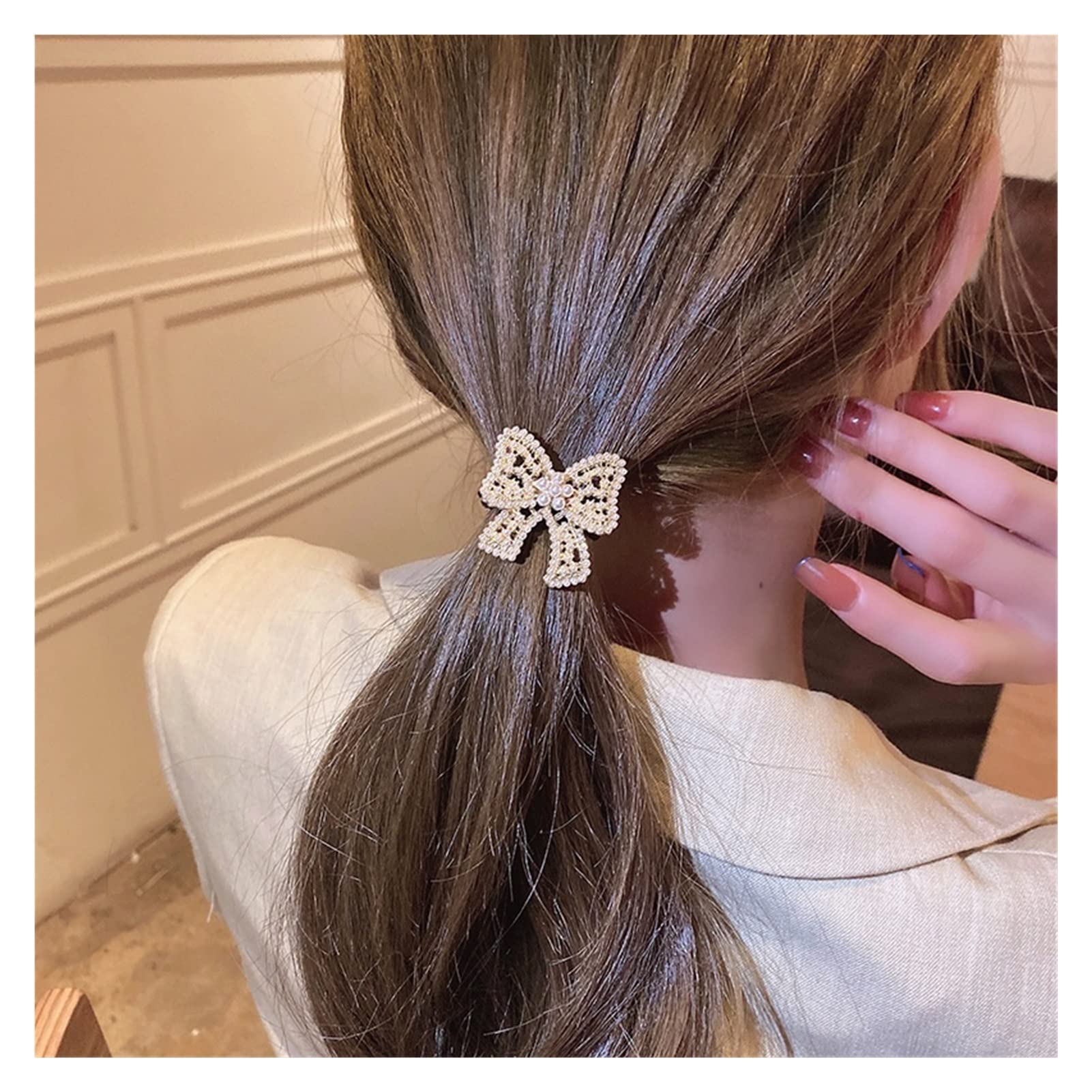 Fashion Rhinestone Hair Bands for Women - Elastic Scrunchies, Ponytail Ties & Rope Hair Accessories (F118 Gray) | Perfect for Parties, Weddings & Everyday Styling