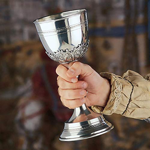 Design Toscano Canterbury Pewter Grand Chalice Set of 2 - Elegant Medieval Style Goblets for Wine, Beer & Special Occasions - Perfect for Weddings, Renaissance Fairs & Home Decor