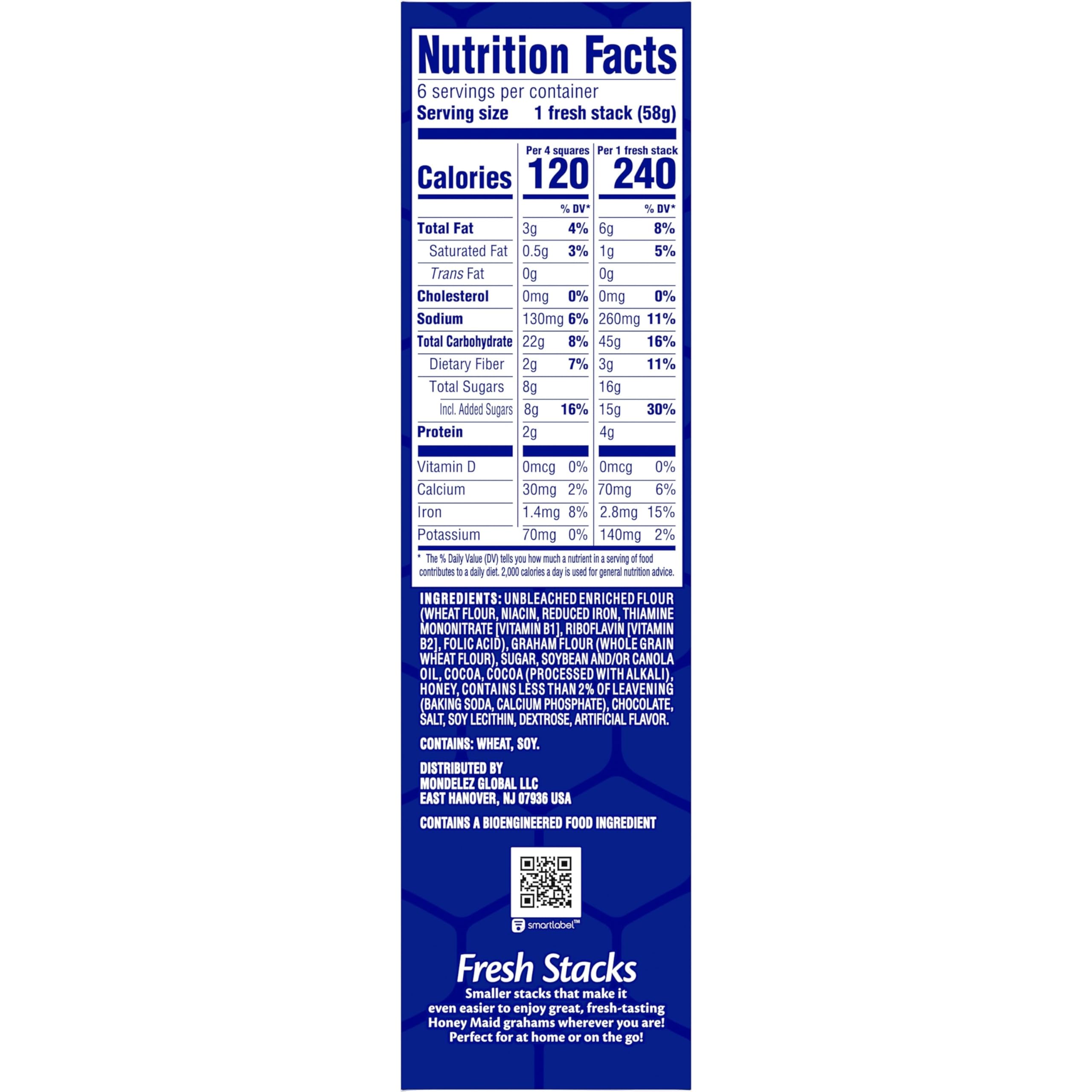 HONEY MAID Fresh Stacks Chocolate Graham Crackers - 36 Individually Wrapped Snack Packs (6 Boxes) | Bulk Travel Snacks for Kids, School Lunches & Office Break