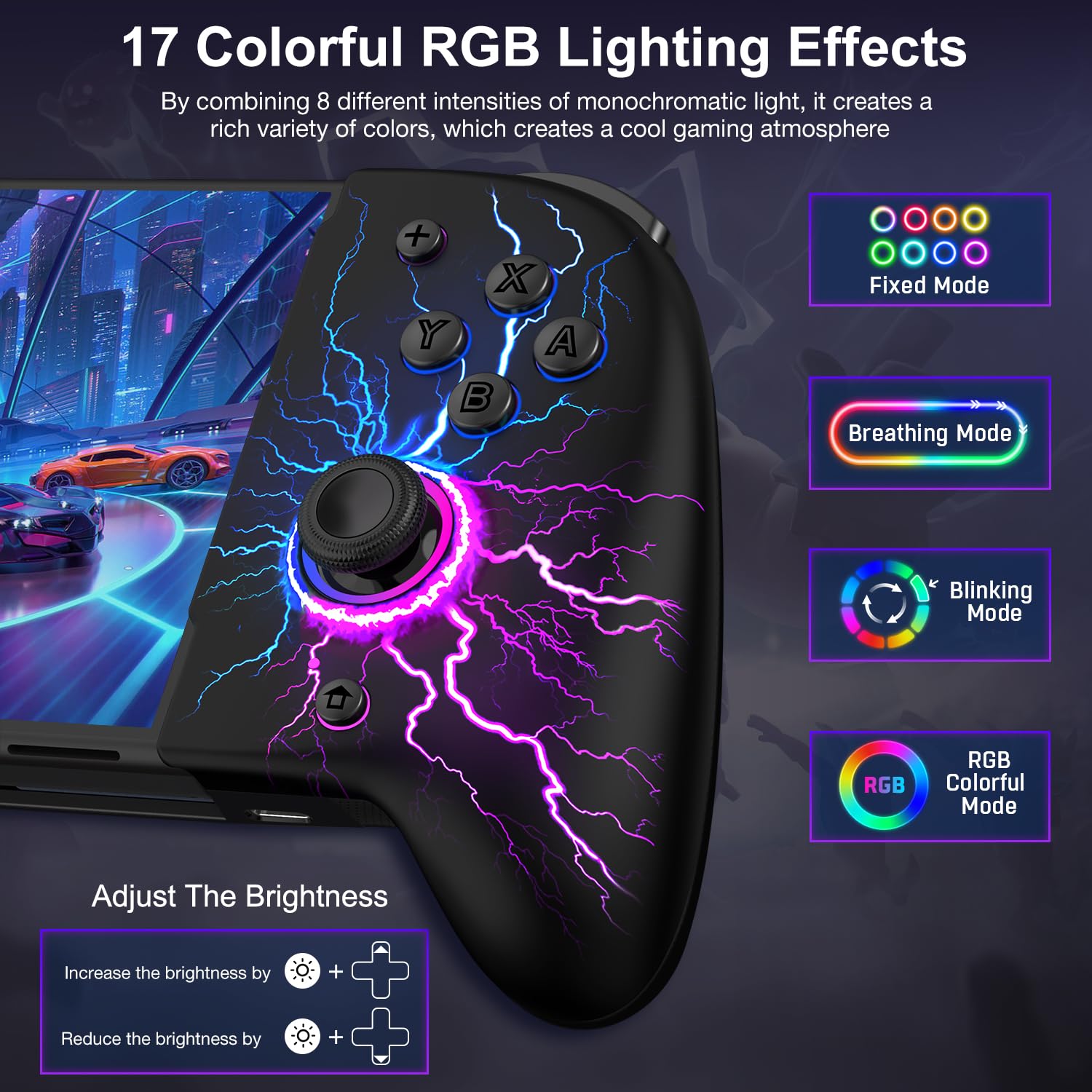 Wireless Pro Controller for Nintendo Switch & Switch OLED - Ergonomic Full-Size Gamepad with One-Piece Joypad Design | Perfect for Handheld Mode Gaming, Multiplayer Sessions & Long Play Comfort