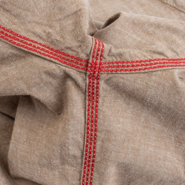 Iron Heart IHSH 344 10oz Selvedge Chambray Work Shirt in Khaki - Durable Men's Shirt for Workwear, Casual Outfits & Outdoor Activities