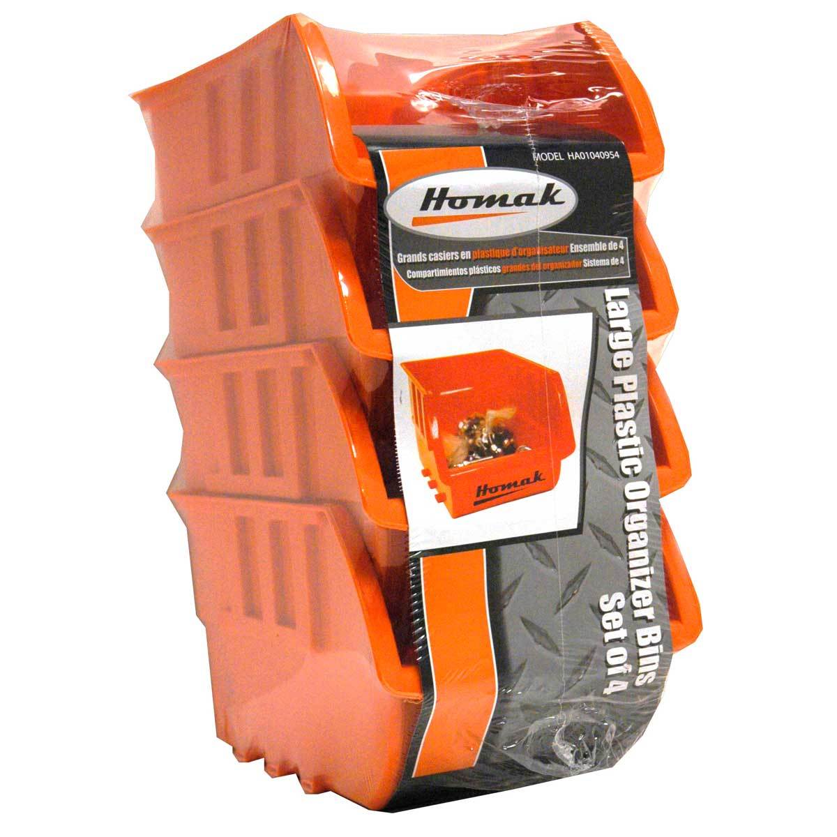 Homak Large Plastic Storage Bins - Set of 4 Heavy Duty Organizing Containers for Garage, Closet & Home Organization