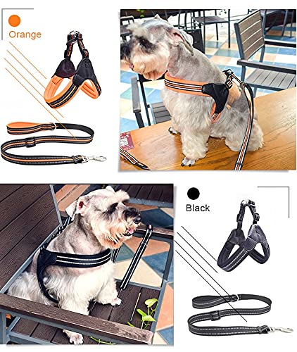 **Breathable Nylon Mesh Reflective Dog Harness & Leash Set - Adjustable Pet Collar for Small Medium Large Dogs - Perfect for Walking, Running, Hiking & Night Safety (Black)**