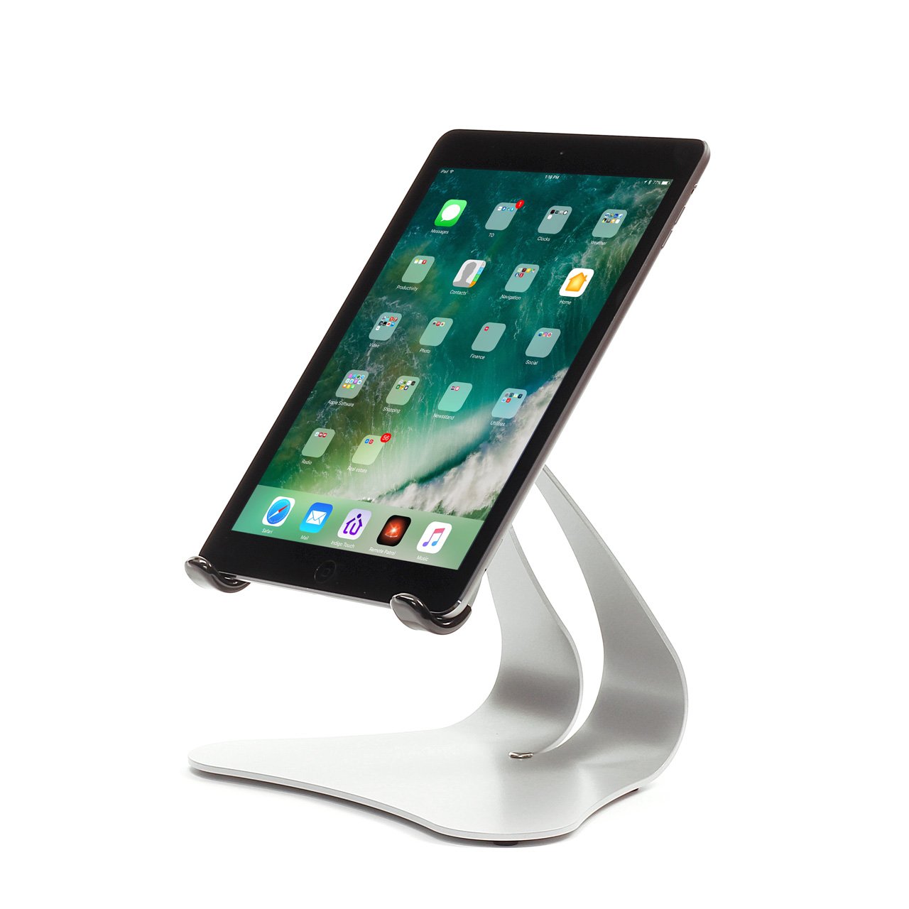 Thought Out Stabile 2.0 Steel Stand Silver - Premium iPad Stand Made in USA - Durable Metal Tablet Holder for Apple iPad Pro/Air/Mini - Perfect for Home Office, Desk Work & Video Calls