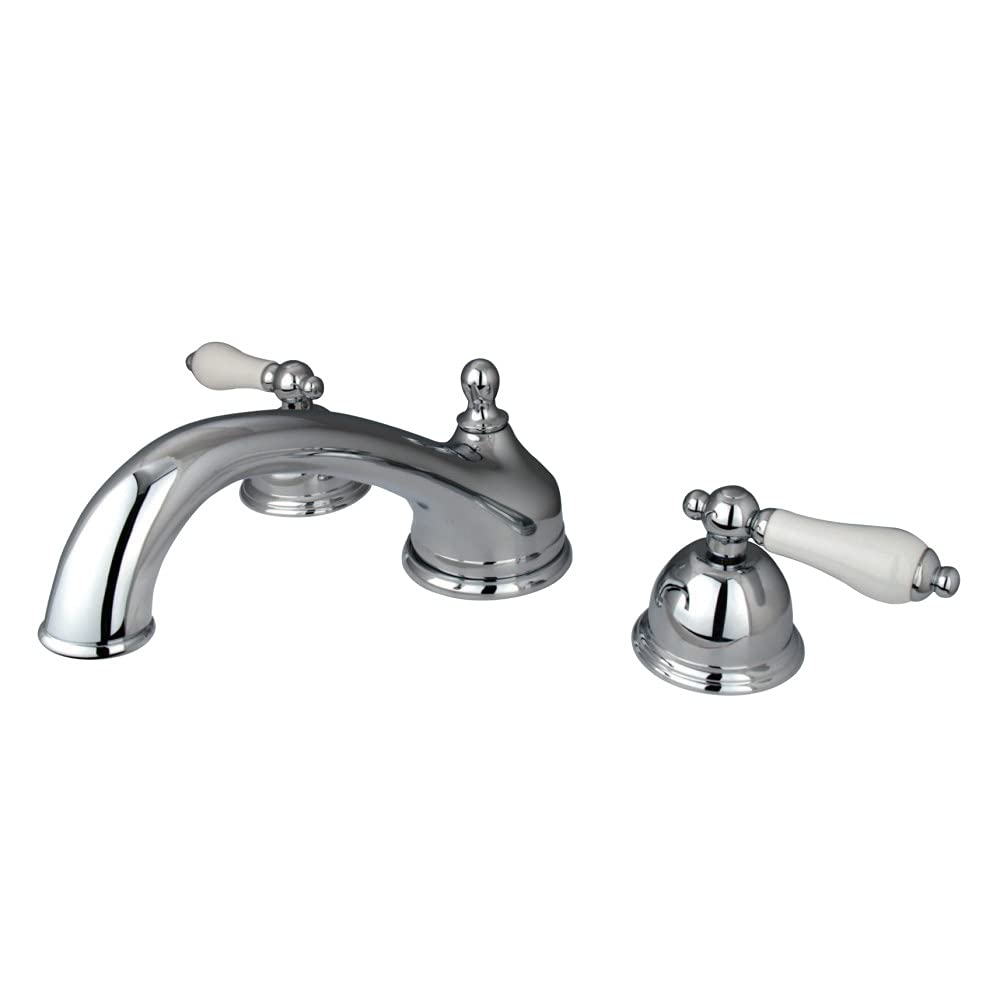 Kingston Brass KS3351PL Vintage Roman Tub Filler with Porcelain Lever Handle - Polished Chrome Finish | Perfect for Classic Bathroom Decor & Freestanding Bathtub Installation