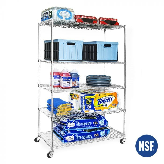 UltraDurable® 5 Tier NSF Certified Steel Shelving Unit - Heavy Duty Storage Rack for Garage, Warehouse, Pantry & Commercial Use