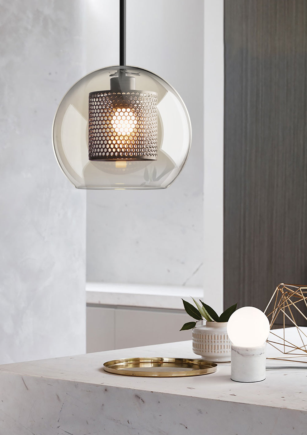 Chiswick Glass Pendant Light - Modern Hanging Ceiling Lamp for Kitchen Island, Dining Room & Bedroom Lighting