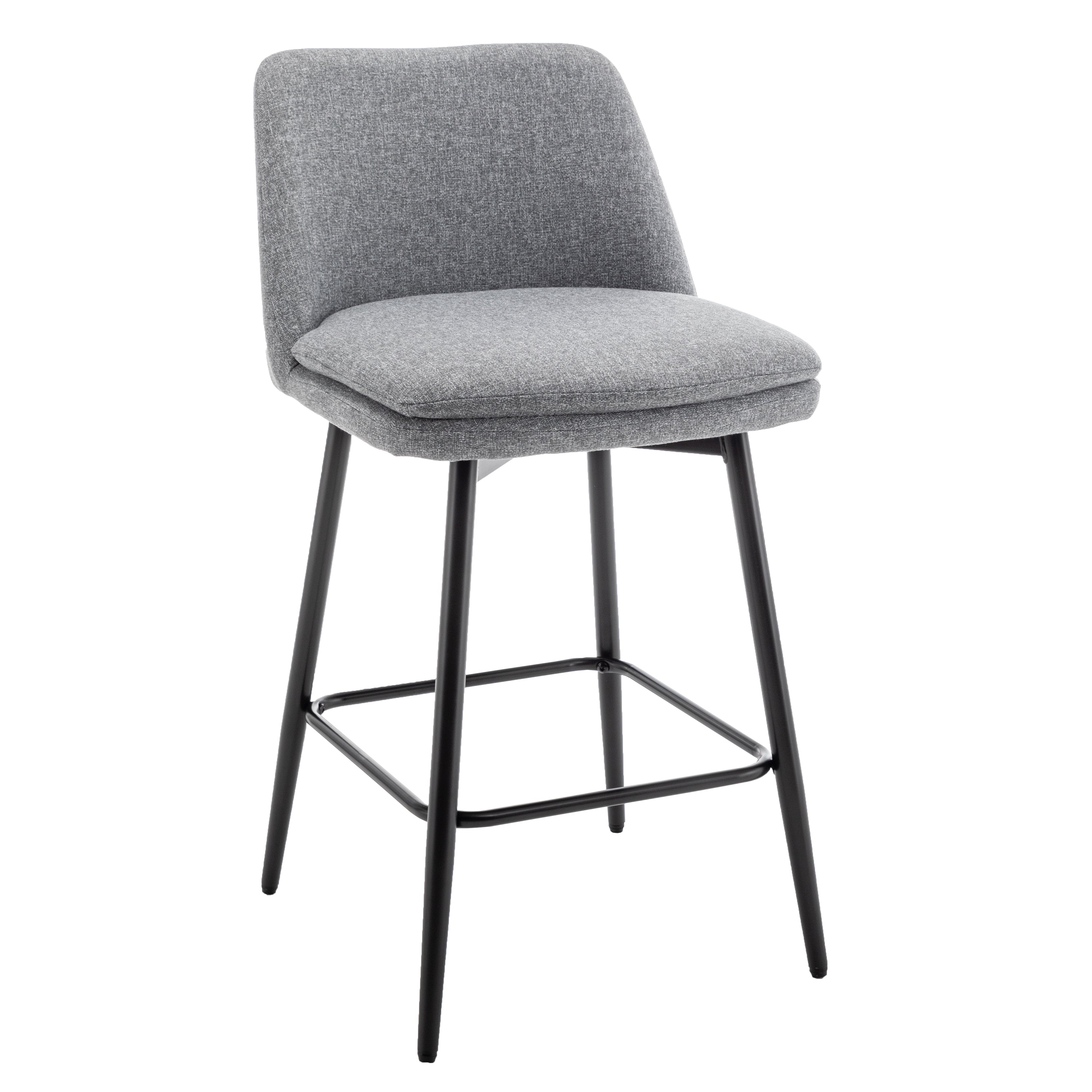 360° Swivel Counter Height Bar Stools Set of 2 - Upholstered with Back Support & Sturdy Metal Legs, 25.6