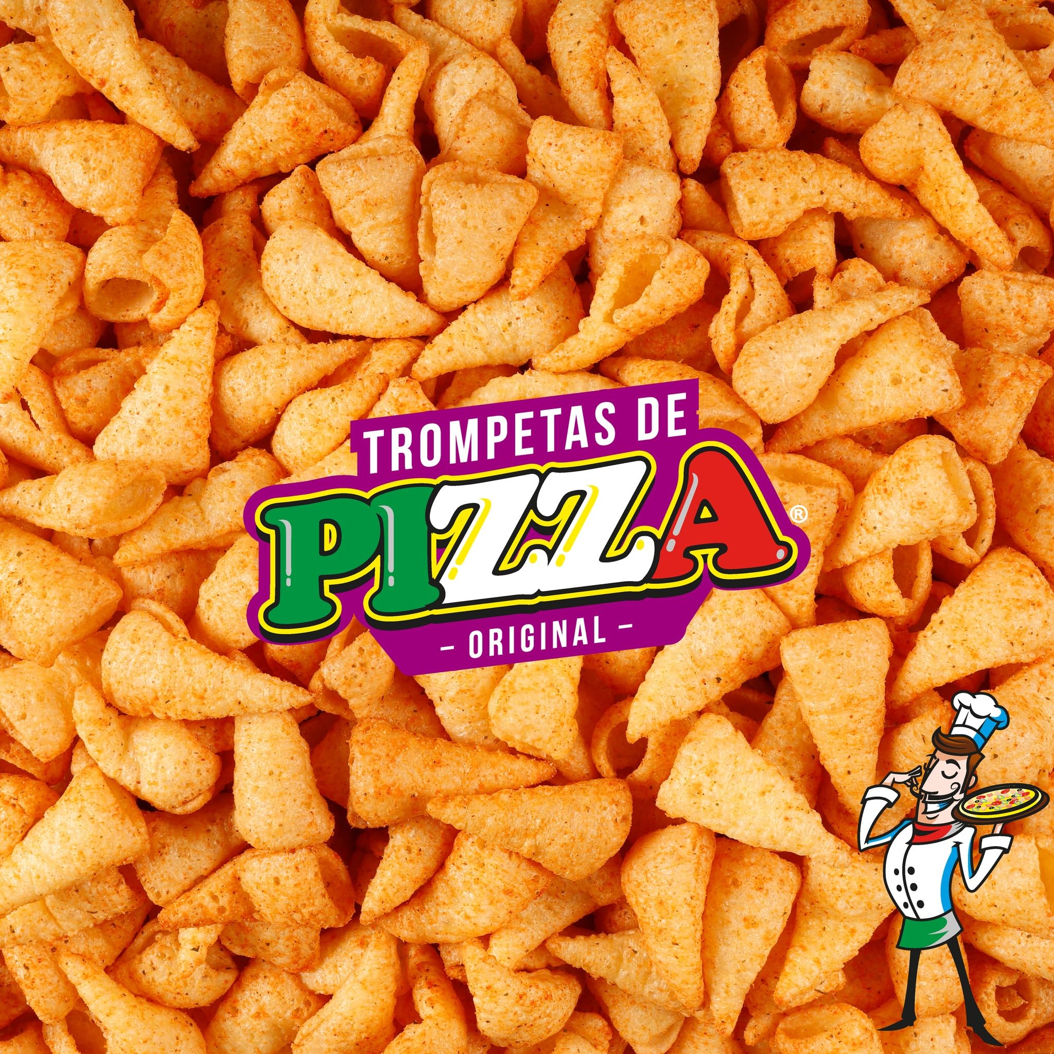 Original Bocadeli Trompetas de Pizza® - Authentic Pizza Flavored Corn Snacks, 2.7oz (1 Pack) - Perfect for Parties, Movie Nights & Snack Time