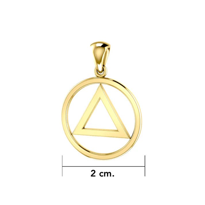 Solid Gold AA Symbol Pendant Necklace - 14K Yellow Gold Luxury Recovery Jewelry for Alcoholics Anonymous - Perfect for 12-Step Meetings & Sobriety Gifts