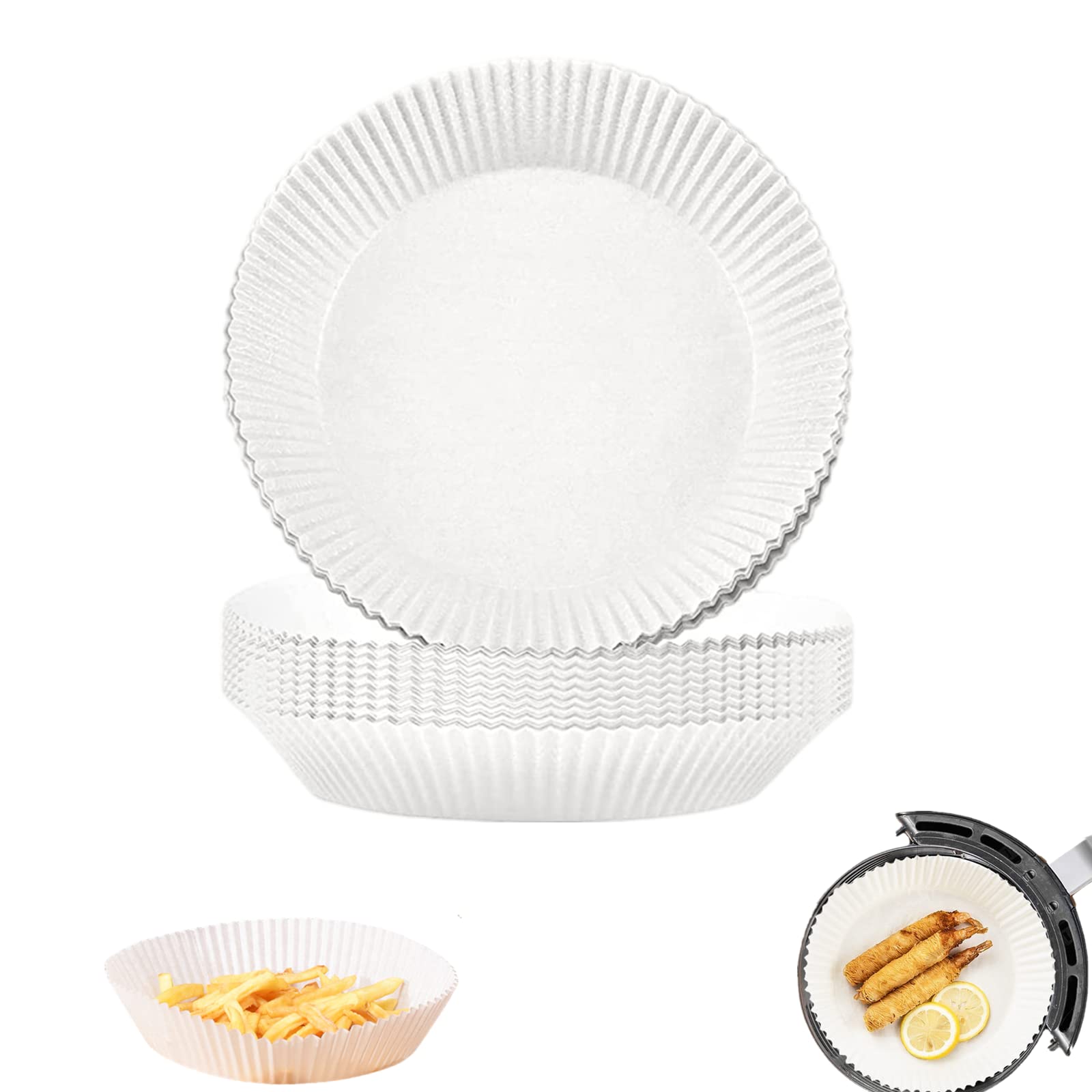100pcs 7.9 Inch Air Fryer Parchment Paper Liners - Disposable Round Baking Sheets for Air Fryer, Steamer & Microwave Oven - Non-Stick, Oil-Resistant White Paper - Perfect for Cooking, Reheating & Meal Prep