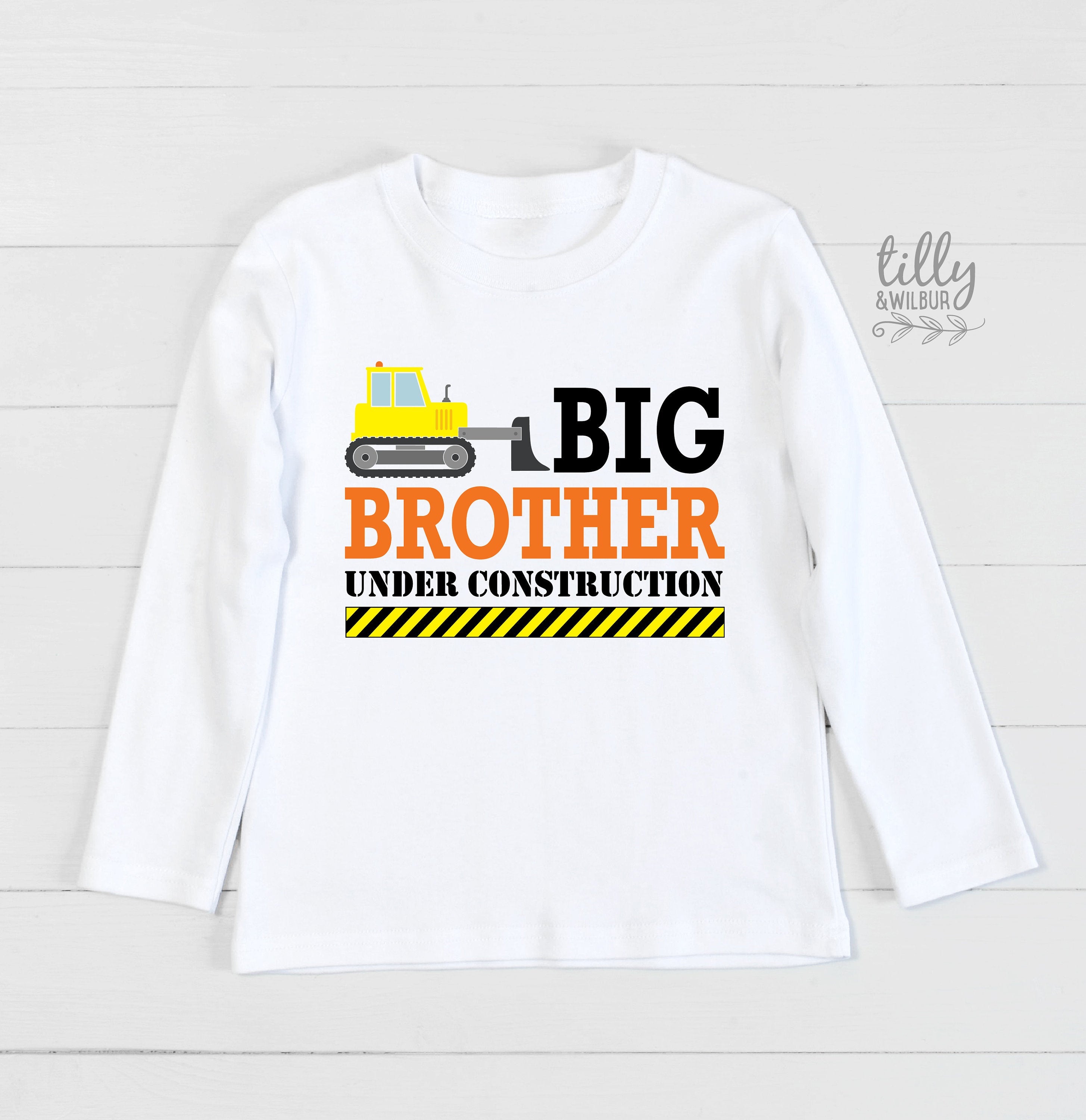 Big Brother Under Construction Funny Baby T-Shirt - Cute Newborn & Toddler Outfit for Siblings & Family Photos