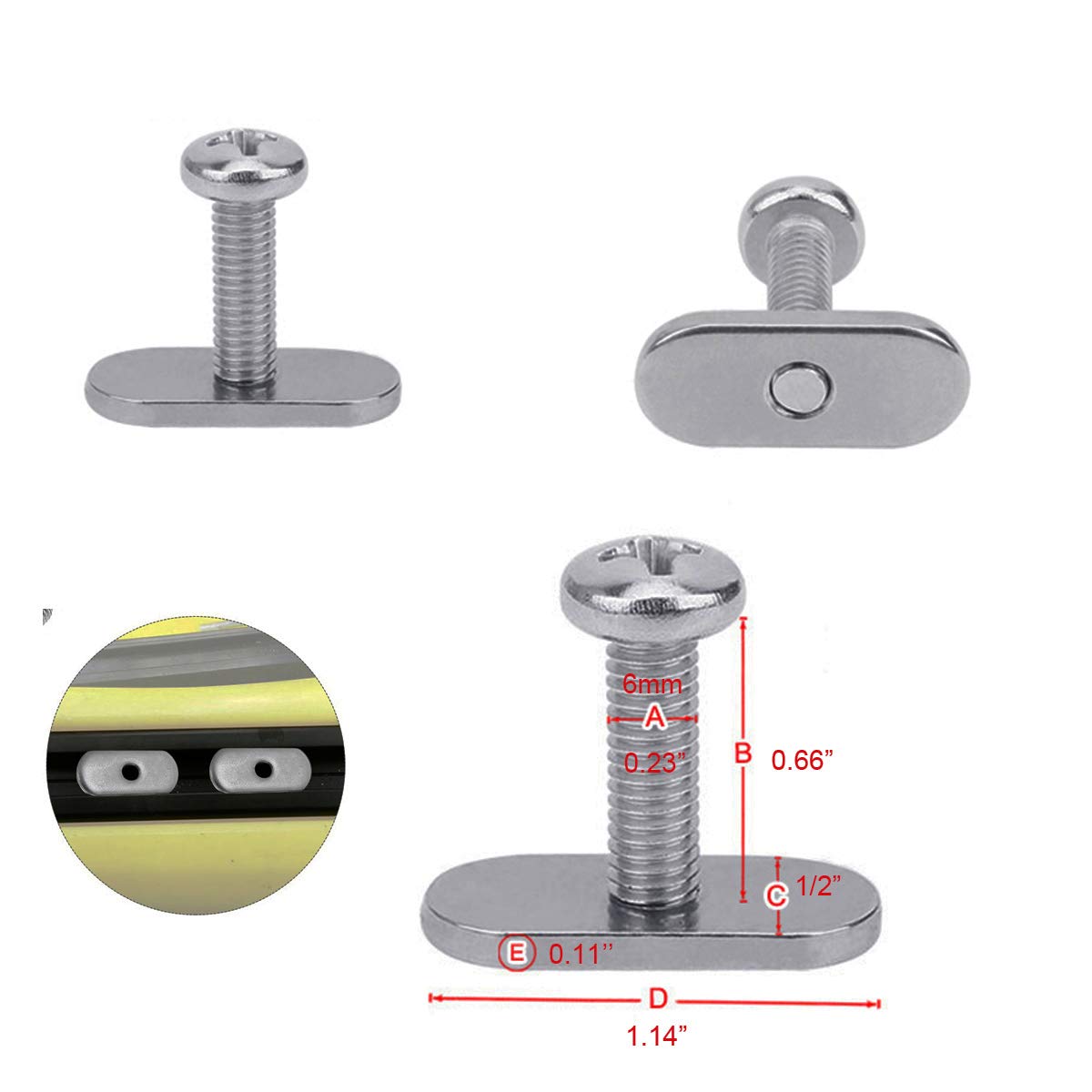 4 Pcs Stainless Steel Rail Track Screws & Nuts Kit - Durable Marine Hardware Replacement for Kayak, Canoe, Boat Rails & Watercraft Accessories | Perfect for Kayak Fishing, Canoeing & Marine Equipment Maintenance