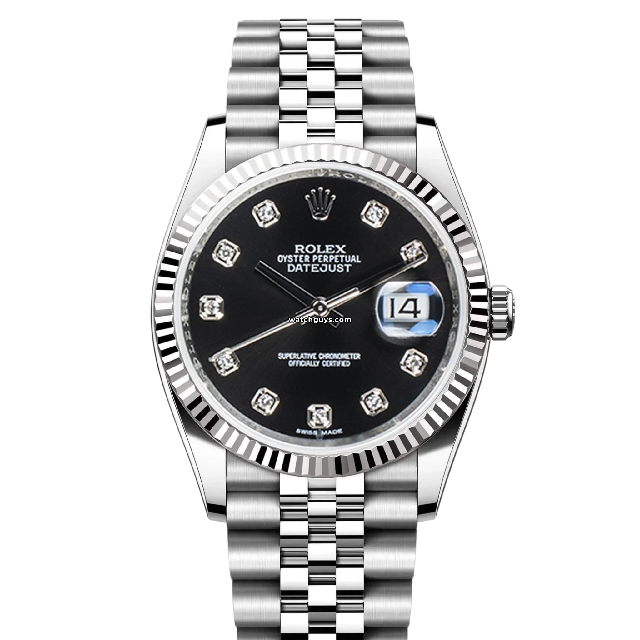 Rolex Datejust 116234 Men's Watch - Black Dial with Diamond Hour Markers & Jubilee Bracelet - Luxury Dress Watch for Business & Formal Occasions