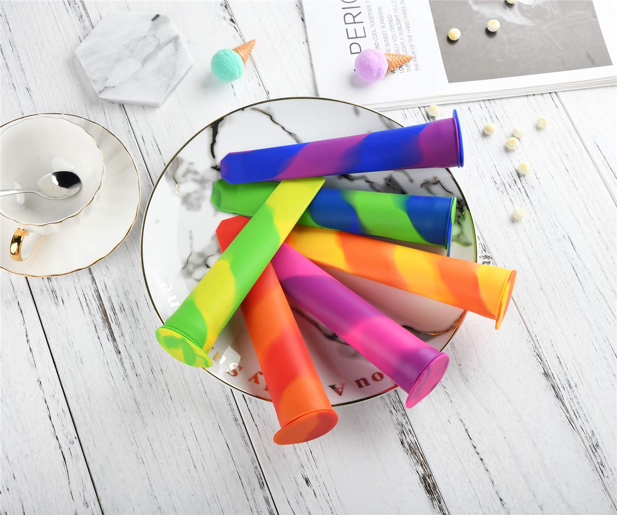 Best Silicone Ice Pop Molds Set of 6 - Reusable Popsicle Maker with Mixed Colors for Homemade Frozen Treats - Perfect for Summer Parties, Kids Snacks & Healthy Desserts