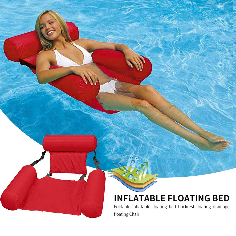Swimming Pool Inflatables Hammock - Floating Lounge Chair Mat Bed for Adults & Kids, Comfortable Inflatable Raft with Cup Holder, Perfect for Pool, Beach, Lake, and Summer Water Relaxation