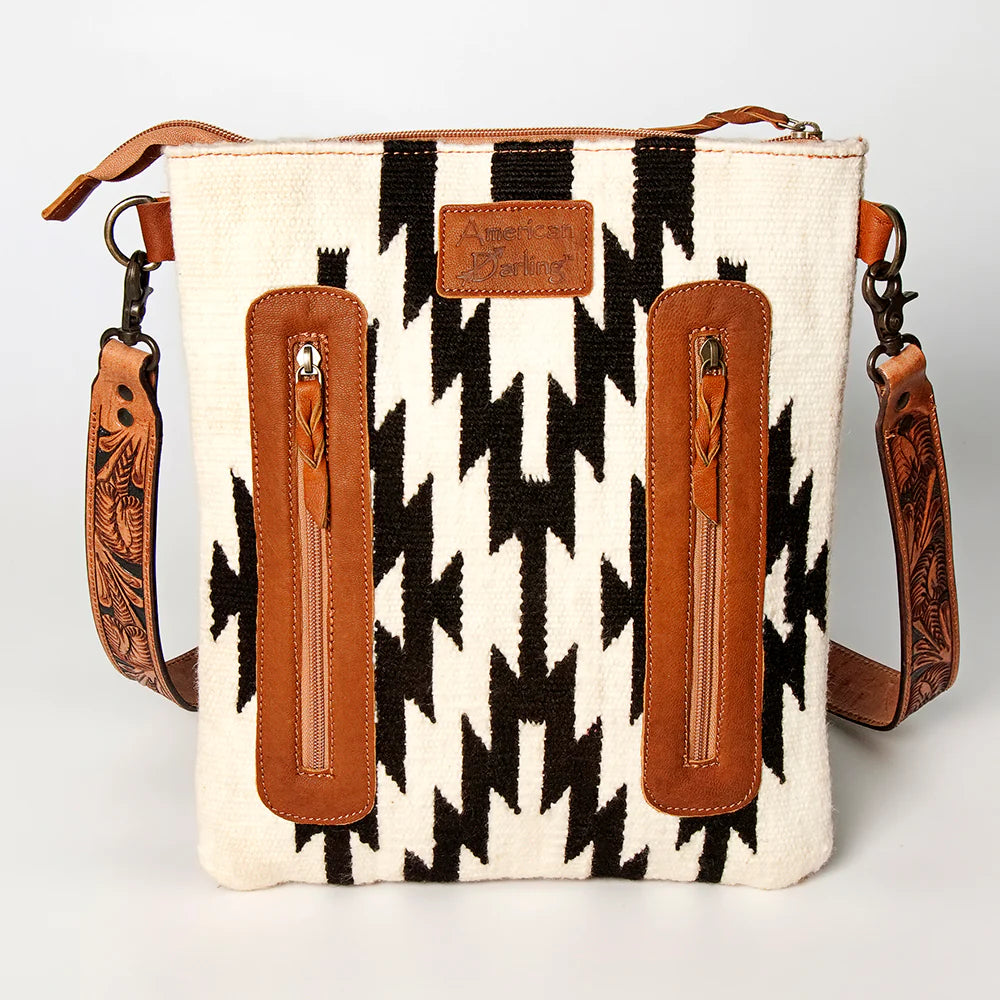 American Darling Conceal Carry Black & White Aztec Fringe Purse - Stylish & Functional Crossbody Bag for Women | Perfect for Everyday Use, Travel & Concealed Carry