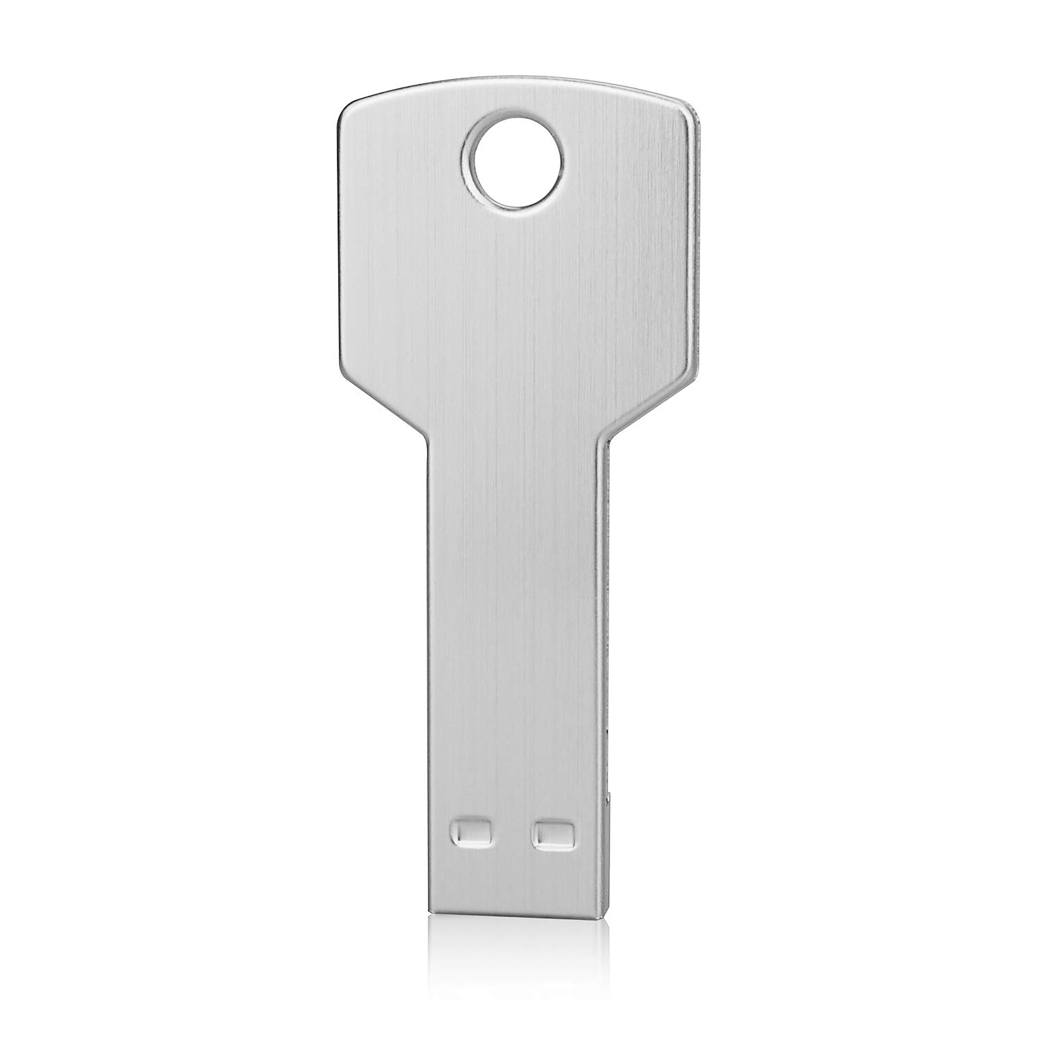 64GB Metal Key-Shaped USB 2.0 Flash Drive - Silver Thumb Drive Memory Stick for Data Storage & Transfer - Perfect for Keychains, Office Use & Digital File Backup