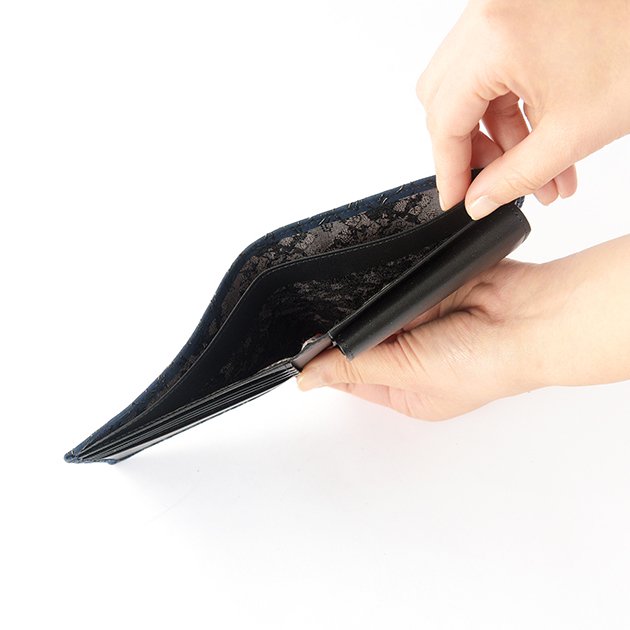 Japanese Deerskin Leather Fold Wallet with Urushi Lacquer - Dragonfly & Deep Indigo Design | Handmade in Japan | Premium Men's Wallet for Everyday Use & Gift Giving